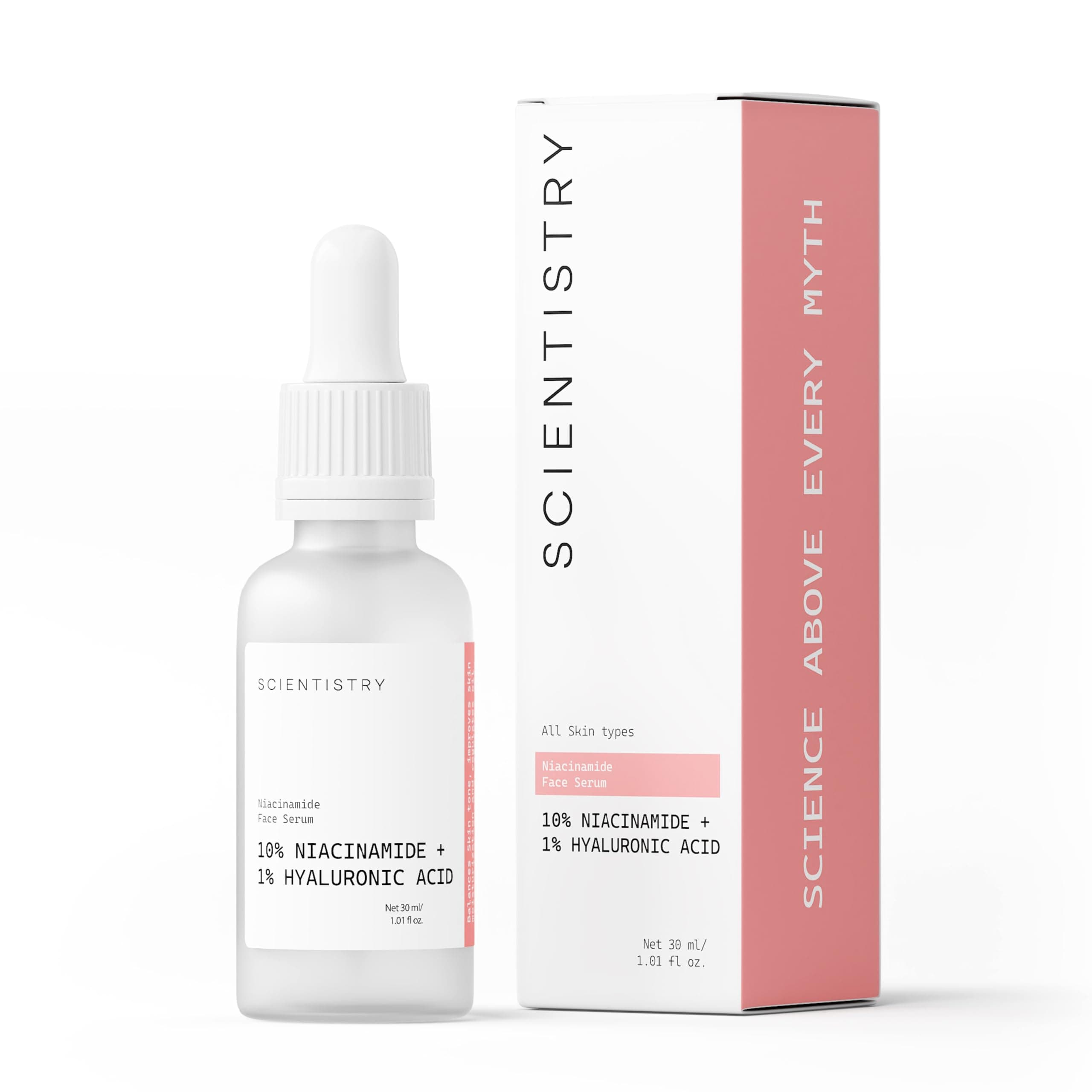 Scientistry Niacinamide Face Serum, 10% Niacinamide, 1% Hyaluronic Acid, 30ml