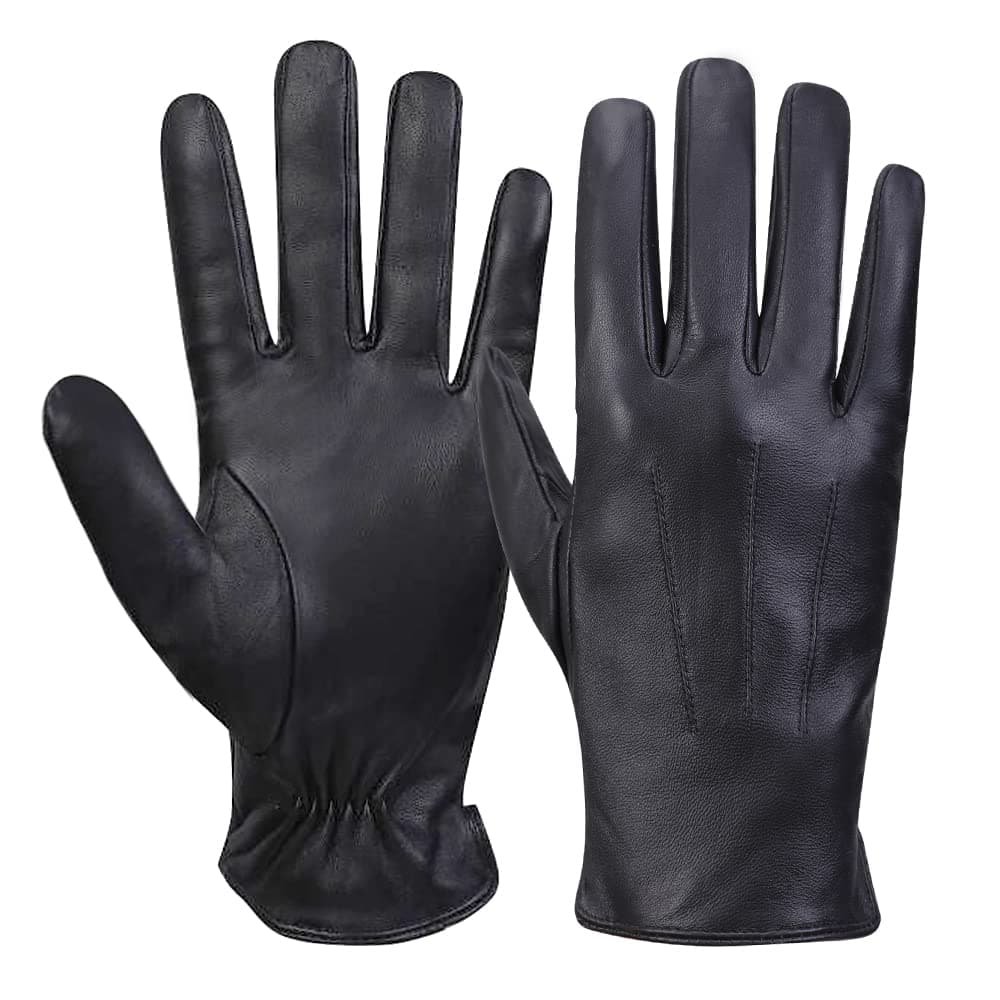 Mens Luxury Nappa Lambskin Leather Gloves(100% Wool/Cashmere/Fleece Lining)