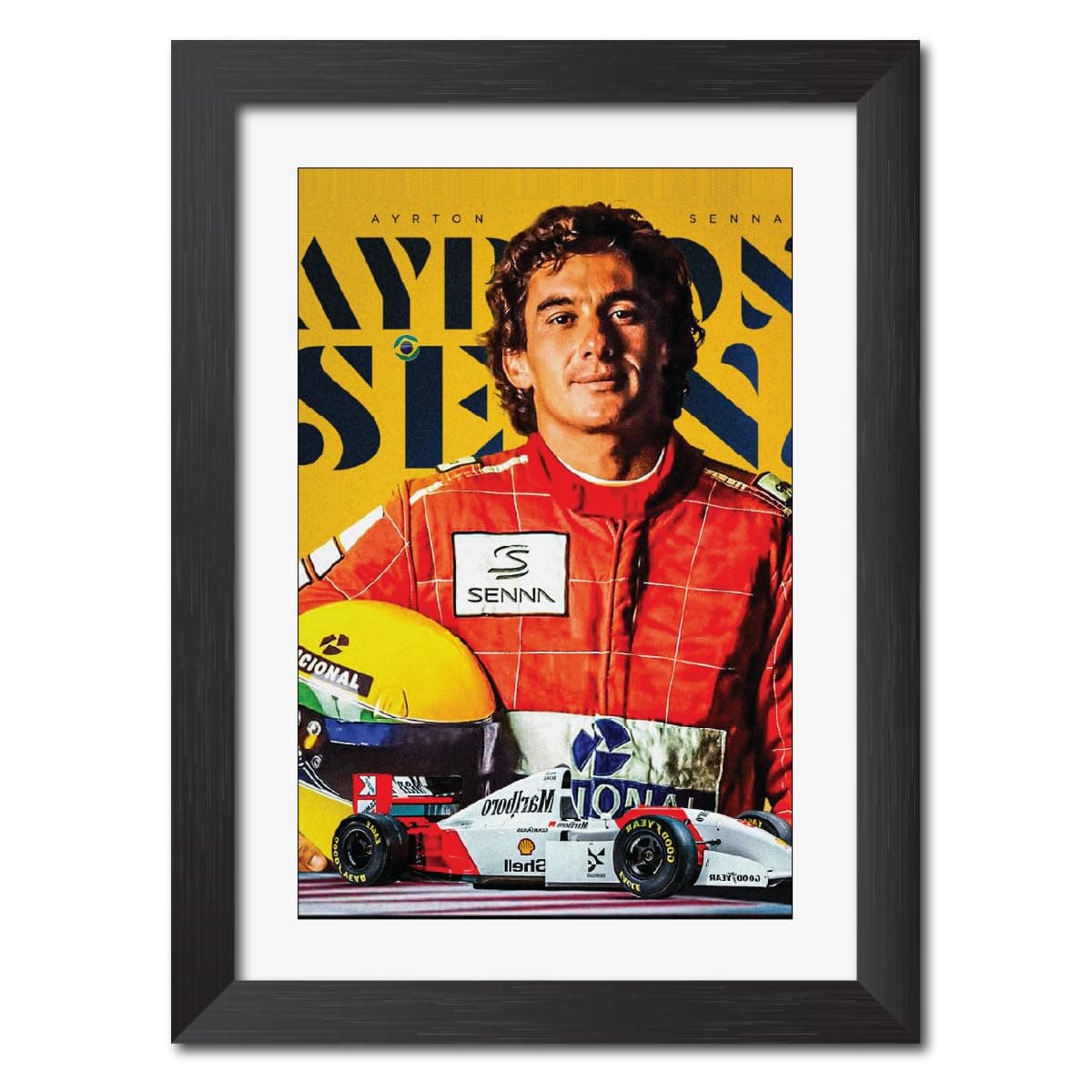 TenorArts Driver Poster Car Racing Photo Frame Painting with Matt Finish Black Texture (12 inches x 9inches)