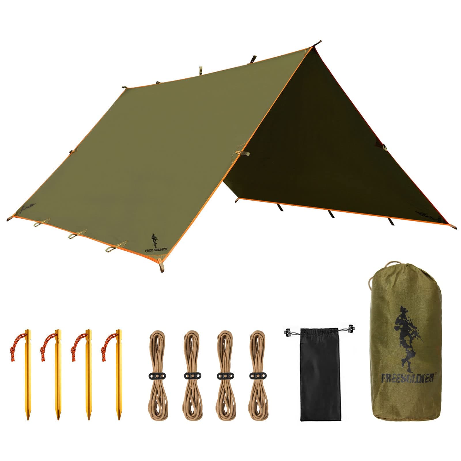 Free Soldier Waterproof Portable Multifunctional Outdoor Camping Traveling Awning Backpacking Shelter Rain Tarp (Brown)