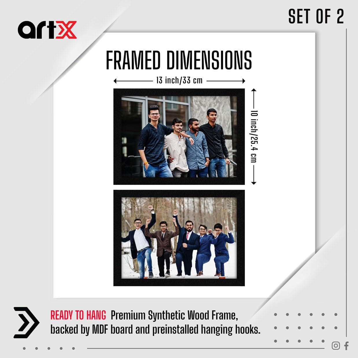 ArtX Customised Canvas Photo Frame With Photo Upload, Portrait Photo Print With Frame for Living Room, Bedroom, Gift Item