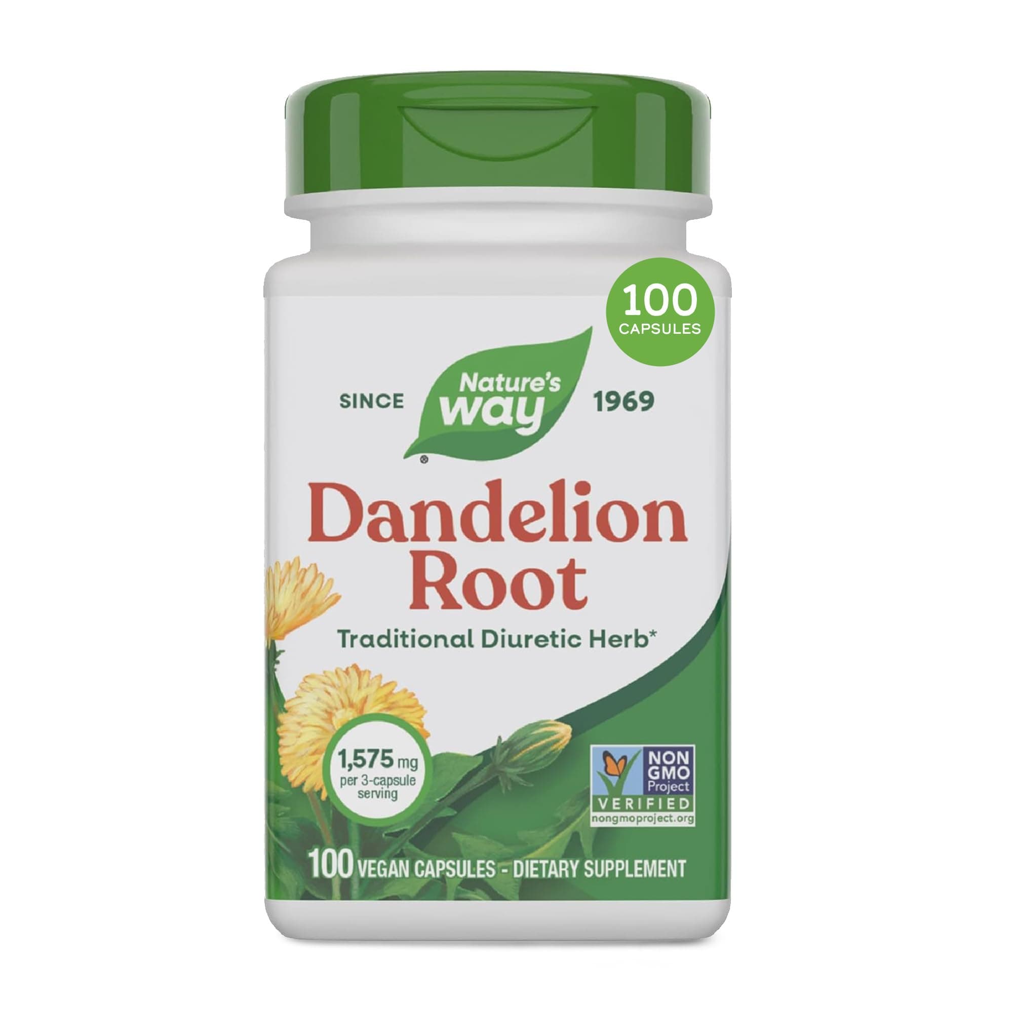Nature's Way Dandelion Root - 1,575 MG per Serving 100 Vegan Capsules