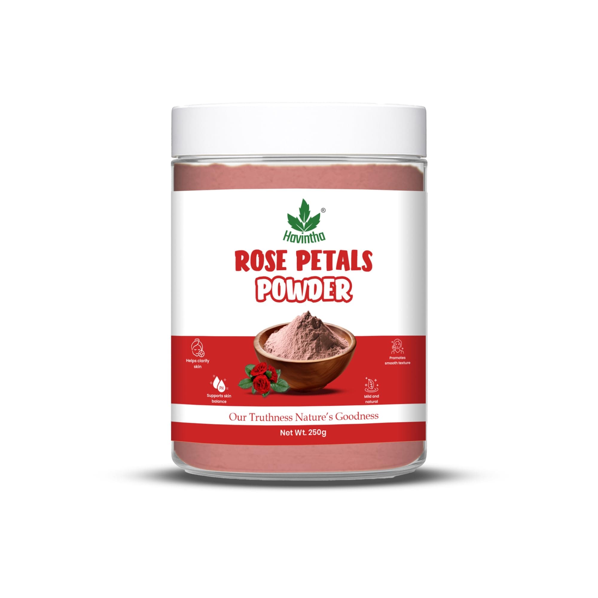 Havintha Rose Petals Powder For Natural Face Packs & Facial Mask Formulations | 100% Pure | Fairness Hyper Pigmentation Dark Spots & Circles - 250 grams