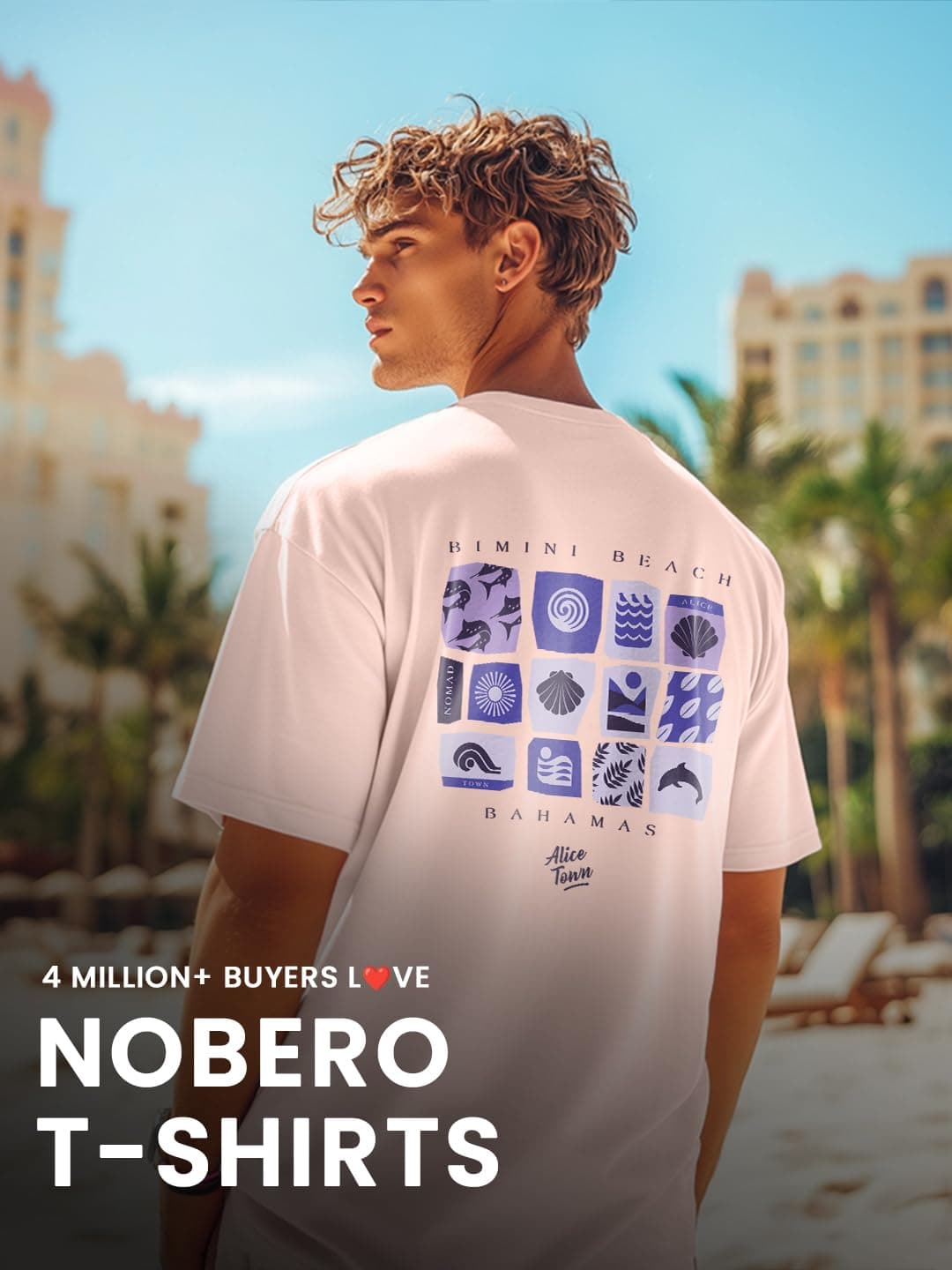 Nobero Men's Oversized Graphic T-Shirt for Men | Soft Cotton | Drop Shoulder Relaxed Fit | Printed Casual Tshirt for Men