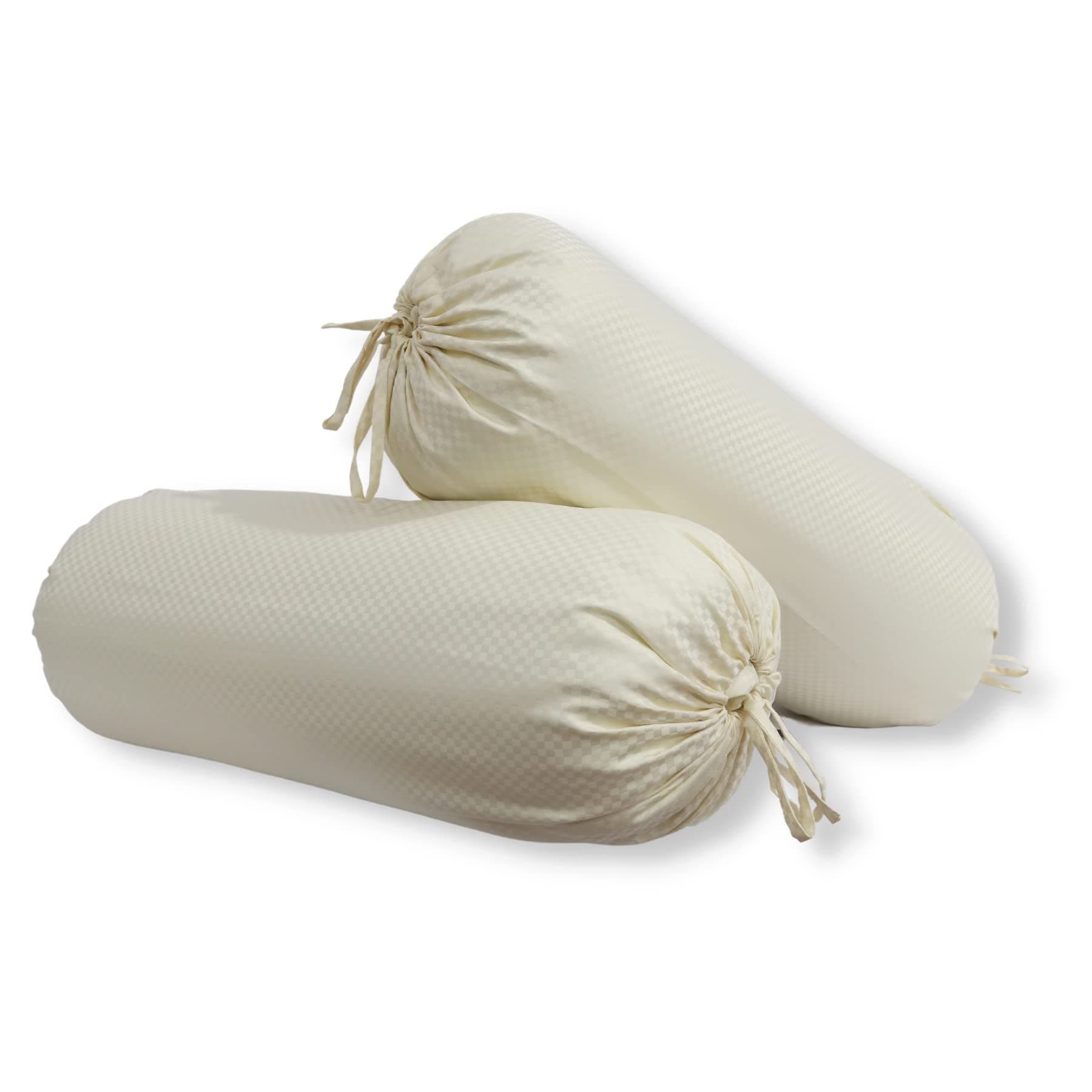 Swayam Set of 2 Microfibre Bolster Cover | 30x30 Inch | Soft Breathable Masnad Cover 200TC | Durable & Washable | Geometric Print Bolster Cover for Diwan, Bed & Sofa - Beige