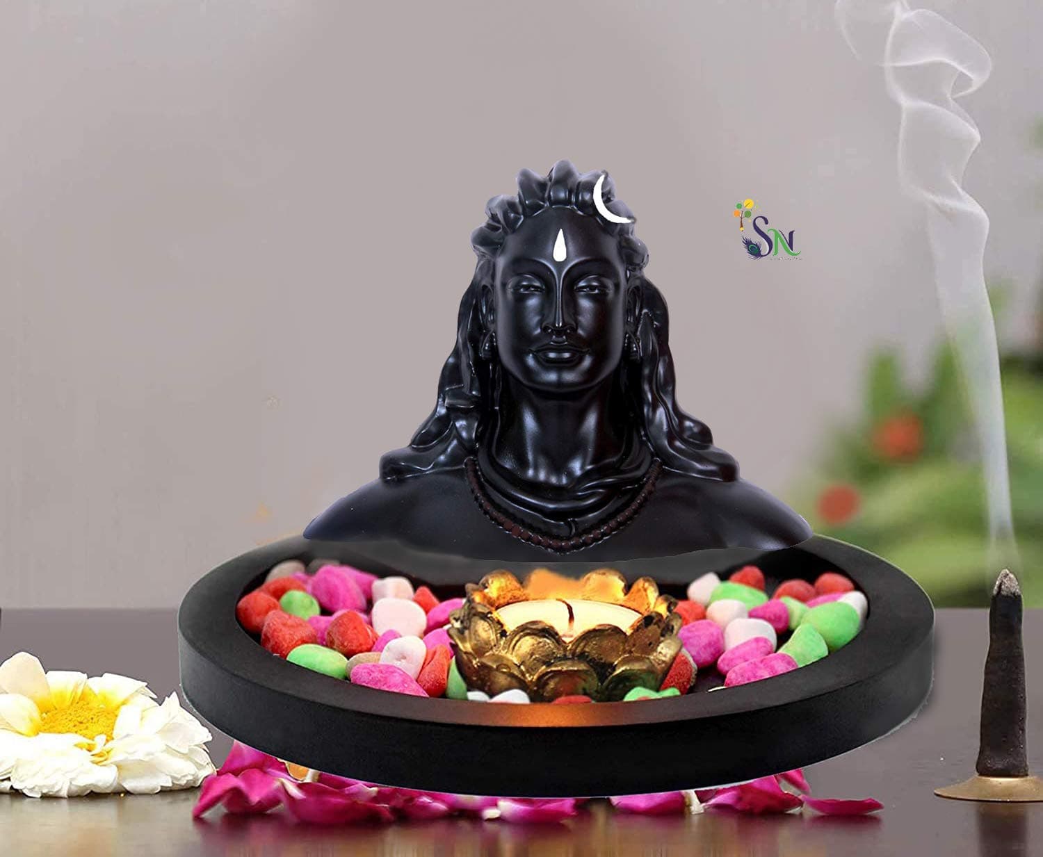 SN Handicrafts Lord Shiva in Dhyana Mudra Adiyogi Shiva Idol for Home Decor, Gift & Puja, Matte Black,