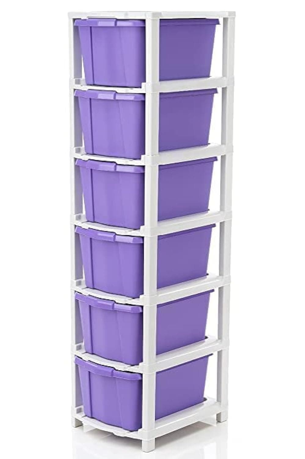 GROZNOL 6 XL Plastic Modular Drawer System for Home, Office, Hospital, Parlor, School, Doctors, Home and Kids, Product Dimension When assembeled (31cmx39cmx116cm) (6XL) (Purple)