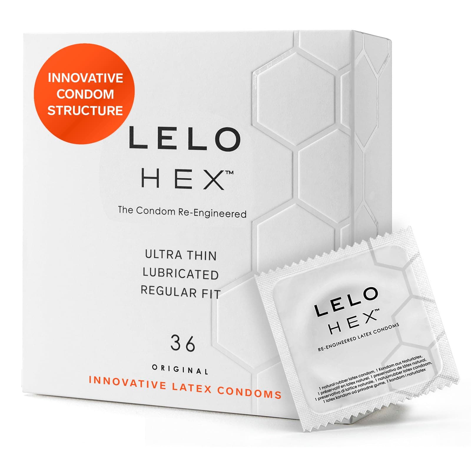 Lelo - Hex Re-Engineered Latex Condoms Original 36 Pack 178553