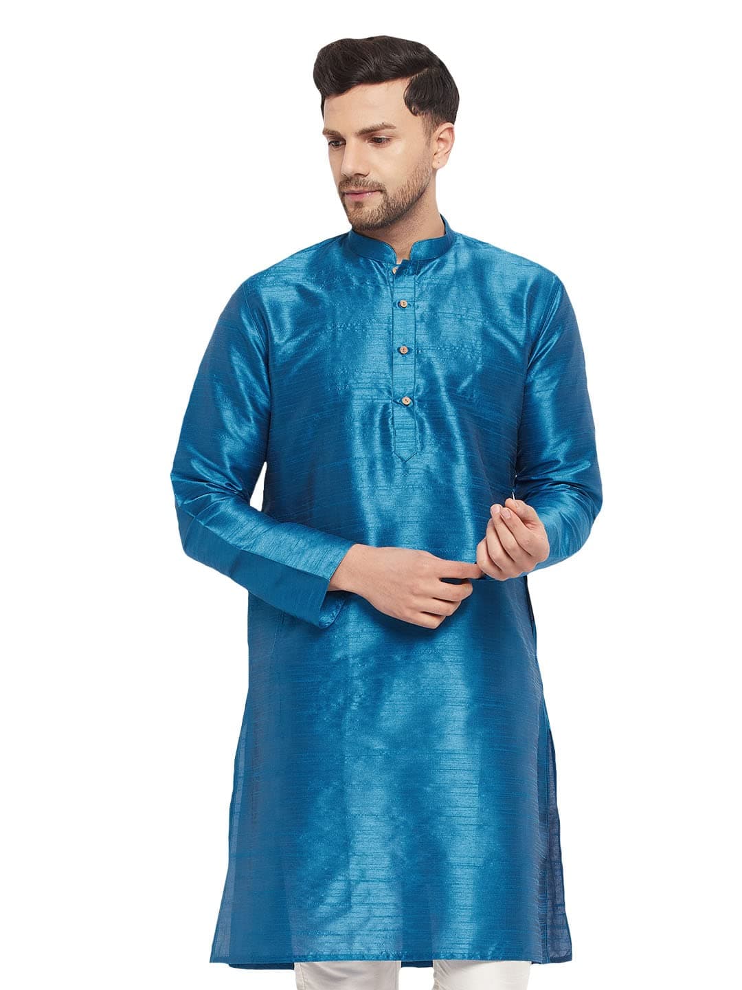 VASTRAMAY Men's Cotton Silk Blend Kurta-New