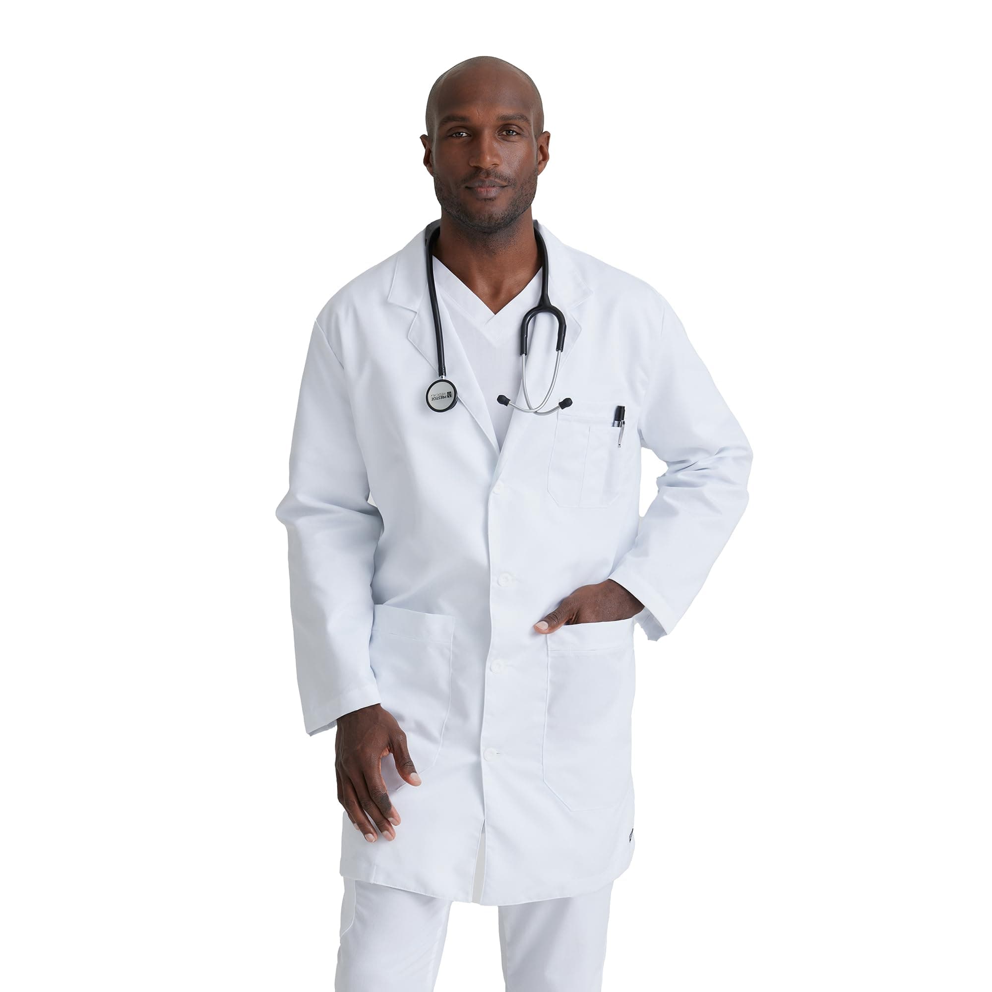 Grey's Anatomy Men's 5 Pocket 37 Inch Labcoat, White, 40