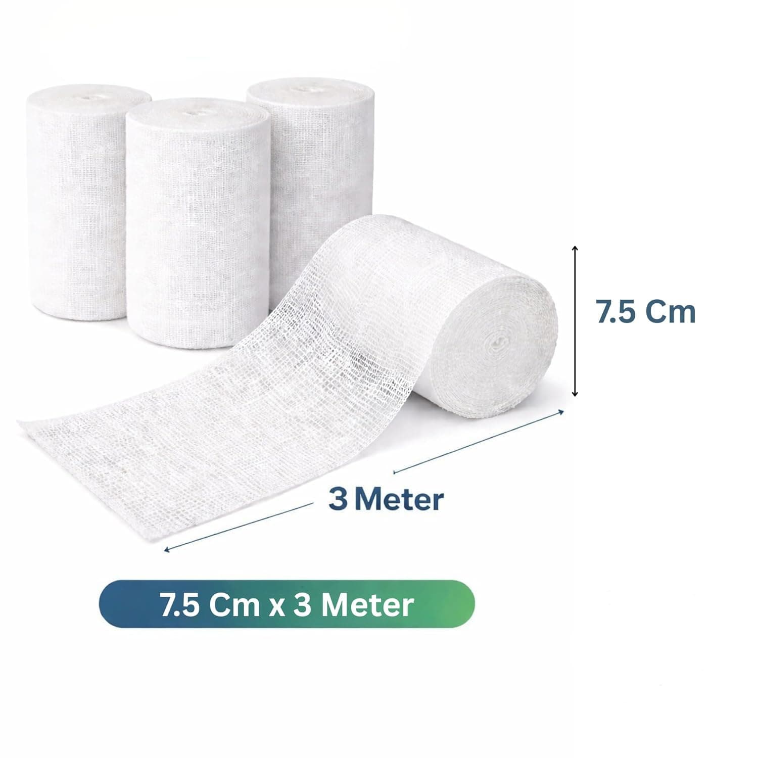 JOMED Gauze Roll Bandage 7.5 cm x 03 Meter (10Pcs Per Pack ) | Non-Sterile Cotton Roller Bandage for Wound Dressing, First Aid, Medical & Surgical Use | Soft, Breathable & Absorbent (5 Pkt)