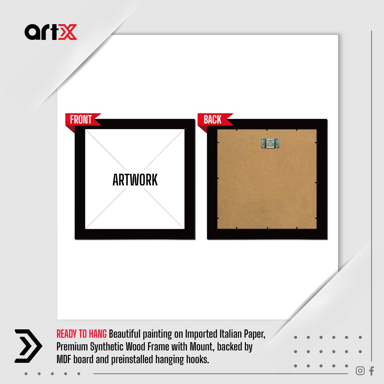 ArtX Paper Motivational Quotes Wall Art Painting, Framed Paintings, 20 X 20 inches (Combined), 10.0 X 10.0 each, Abstract, Multicolor, Set of 4 (AXJ00114-MOT)
