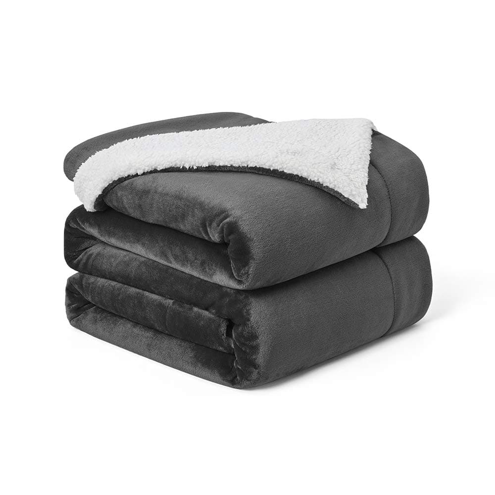 Walensee Sherpa Blanket (Throw Size 50ââ‚¬Âx60ââ‚¬Â Dark Grey), Super Soft Fleece Plush Blankets for Bed, Couch, Sofa, Fuzzy Warm Cozy Microfiber Flannel Lightweight Throw Blanket for Adults, Man, Woman
