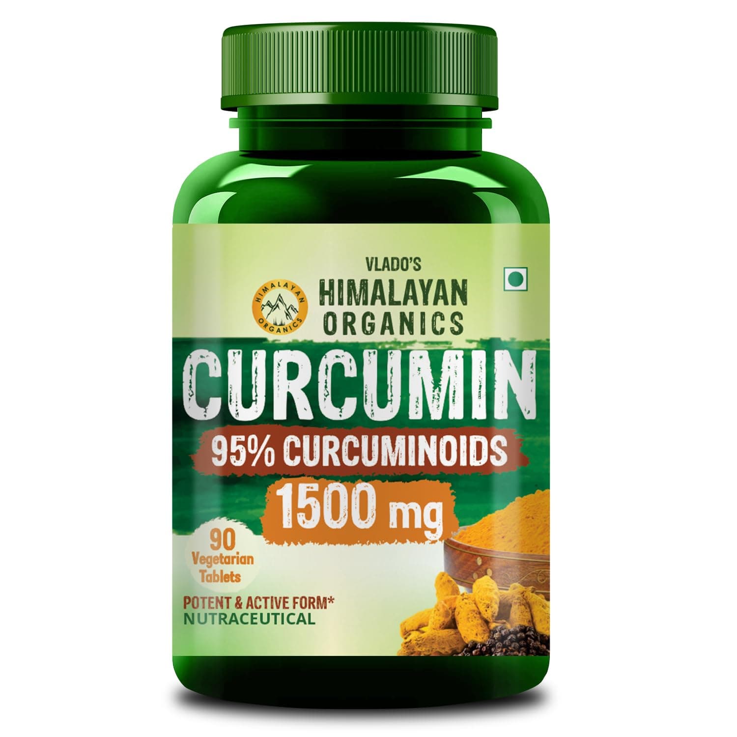 Vlado's Himalayan Organics Curcumin With Biopiperine 1500mg Tablets With 95% Curcuminoids Supplements - With Blackpepper, Turmeric, Ginger I Helps Reduce Inflammation and Pain | Antioxidant & Anti-inflammatory I Advanced Absorption - Daily Joint and Immune Health Support High Absorption Ultra Potent for Men & Women - 90 Veg Tablets