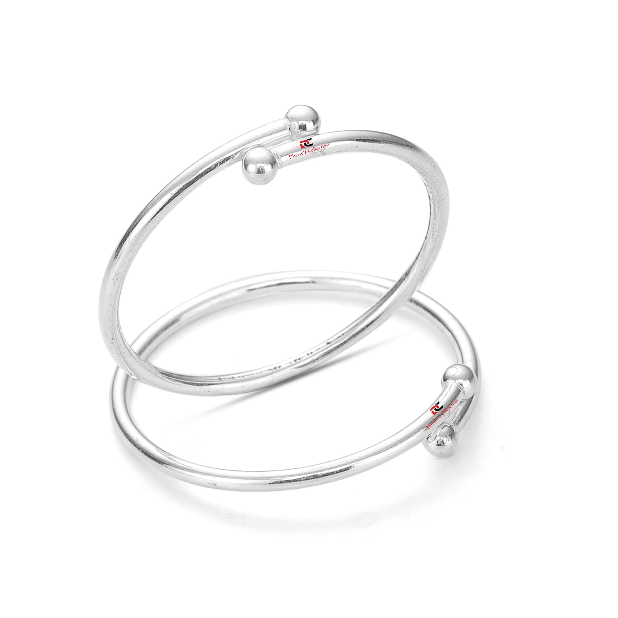 DHRUVS COLLECTION BIS Hallmarked 925 Pure Silver Plain Kada for Baby Boys & Girls | First Rakshabandhan Gift for Newborn, Infant, Toddler (6 Months to 2 Year, Diameter - 4.5Cm)