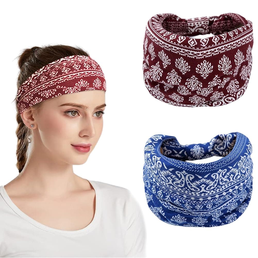 Hodaqe Bohemian Headbands for Women, 2 Pcs