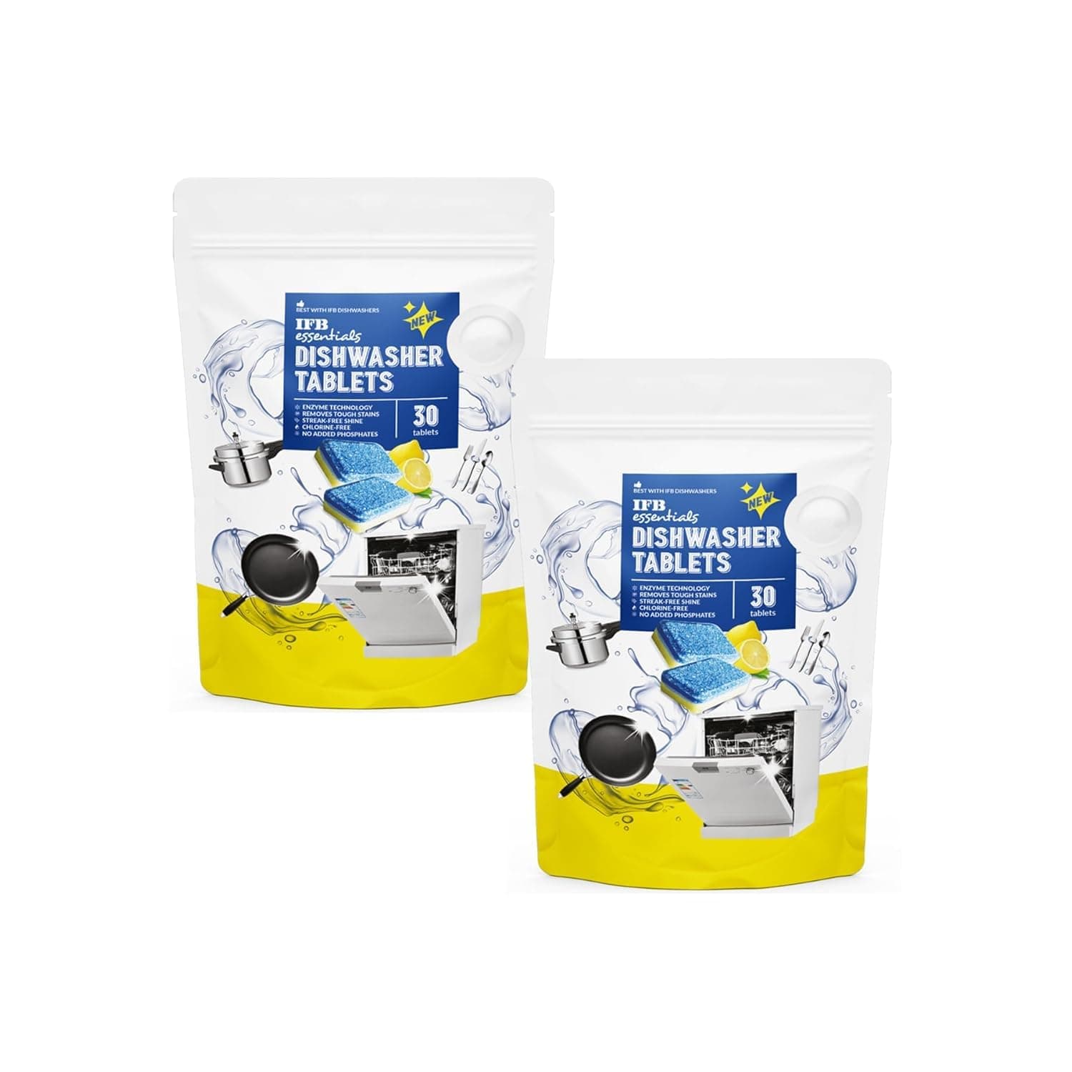 IFB Essentials Dishwasher Tablets - Combo of 2, Yellow