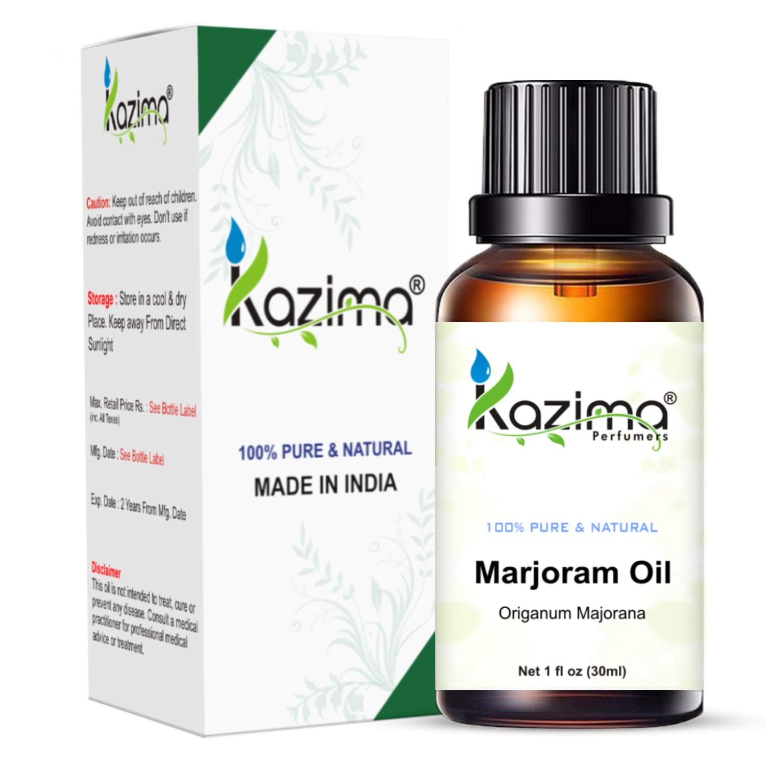 KAZIMA Marjoram Essential Oil - 100% Pure Natural & Undiluted For Skin care & Hair care (30ml)