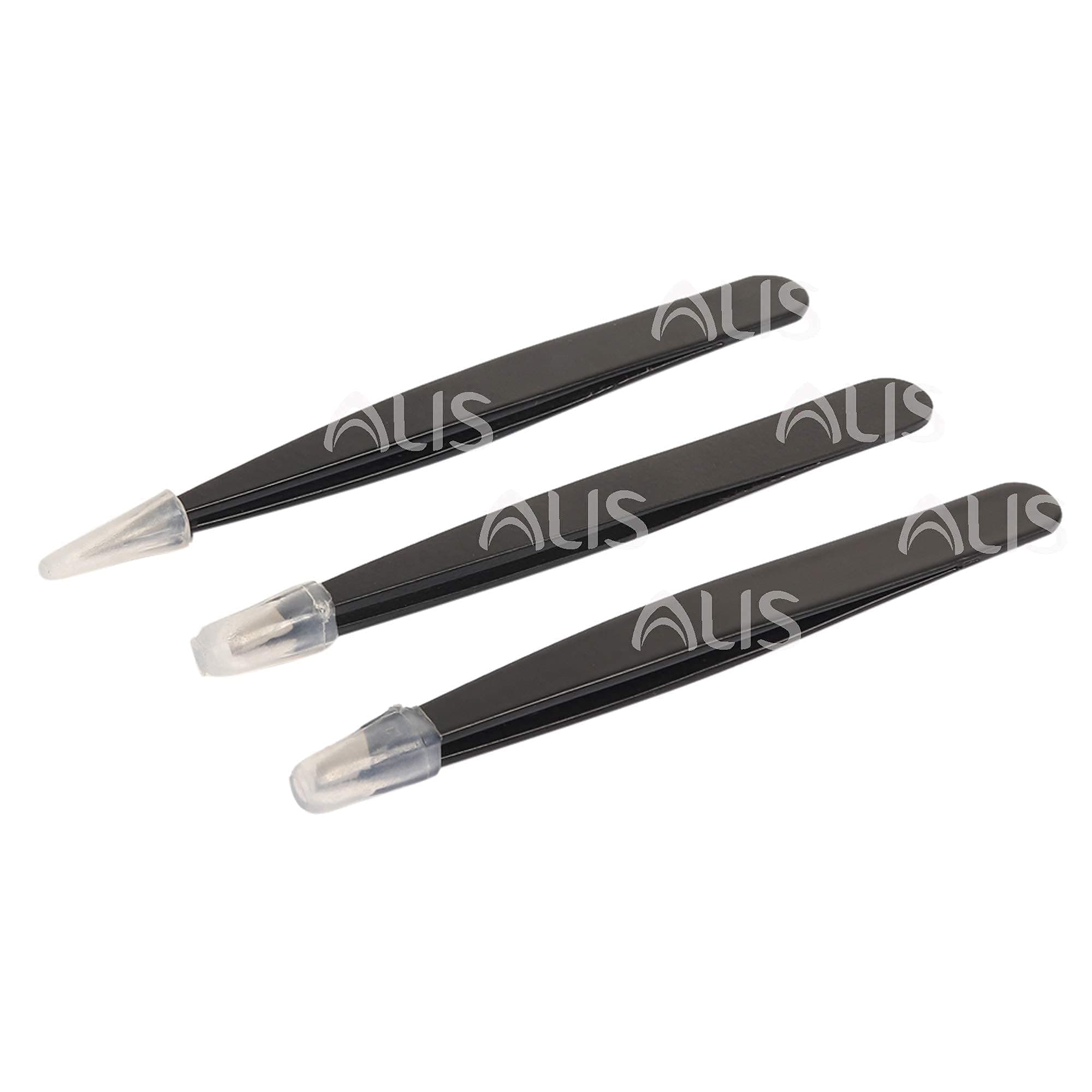 ALIS Professional Stainless Steel Black Eyelash Tweezers,Extension Non Magnetic ESD Set Of 5 BP-BN7