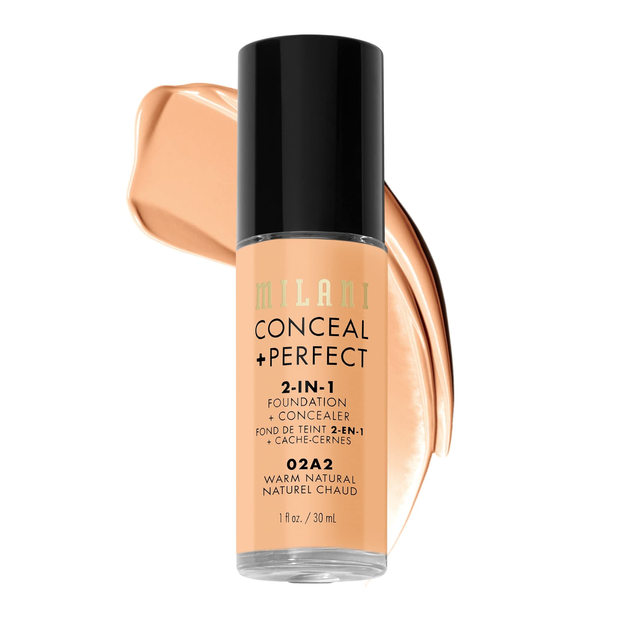 Milani Full Coverage Conceal + Perfect 2-In-1 Foundation + Concealer - Warm Natural (1 Fl. Oz.) Cruelty-Free Liquid Foundation Blemishes & Skin Discoloration, Dry