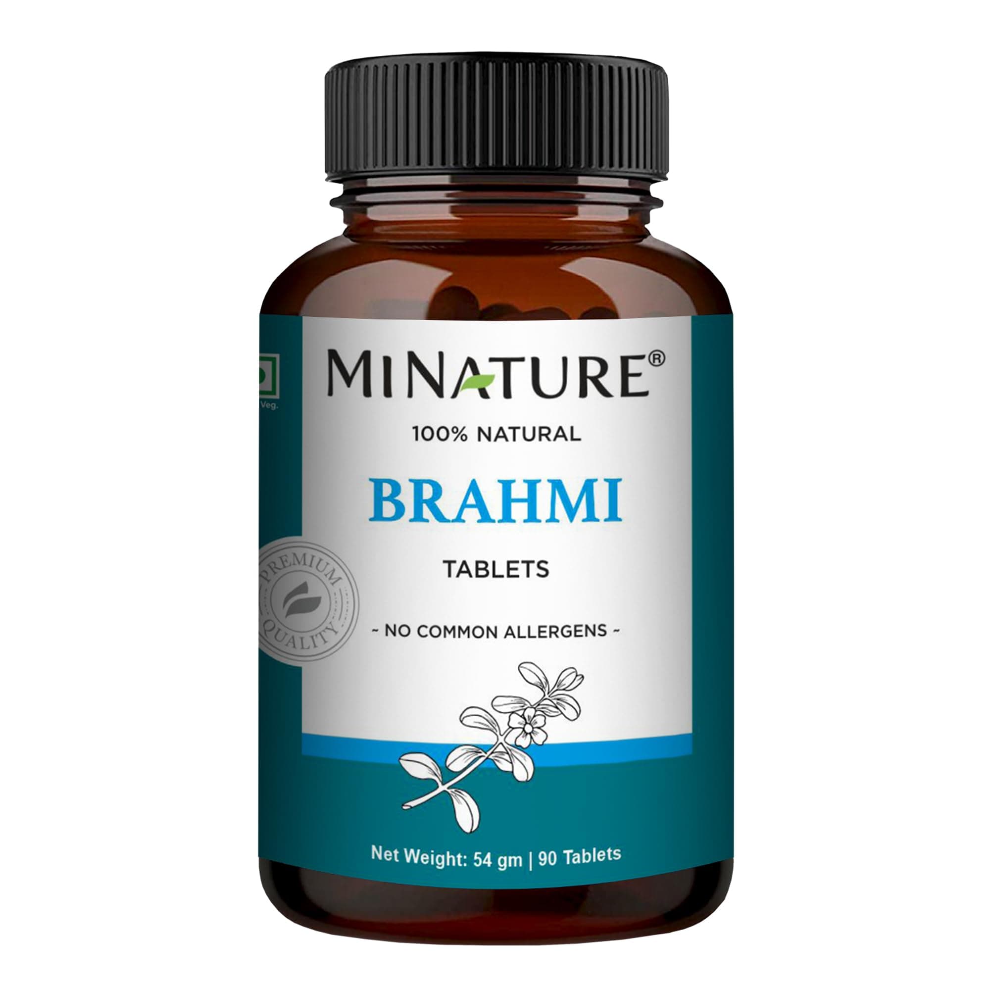 mi nature Brahmi Tablets Herbal Bacopa Monnieri | Support Positive mind |100% Pure & Natural & | 500mg X 90 Tablets, 45 Day supply