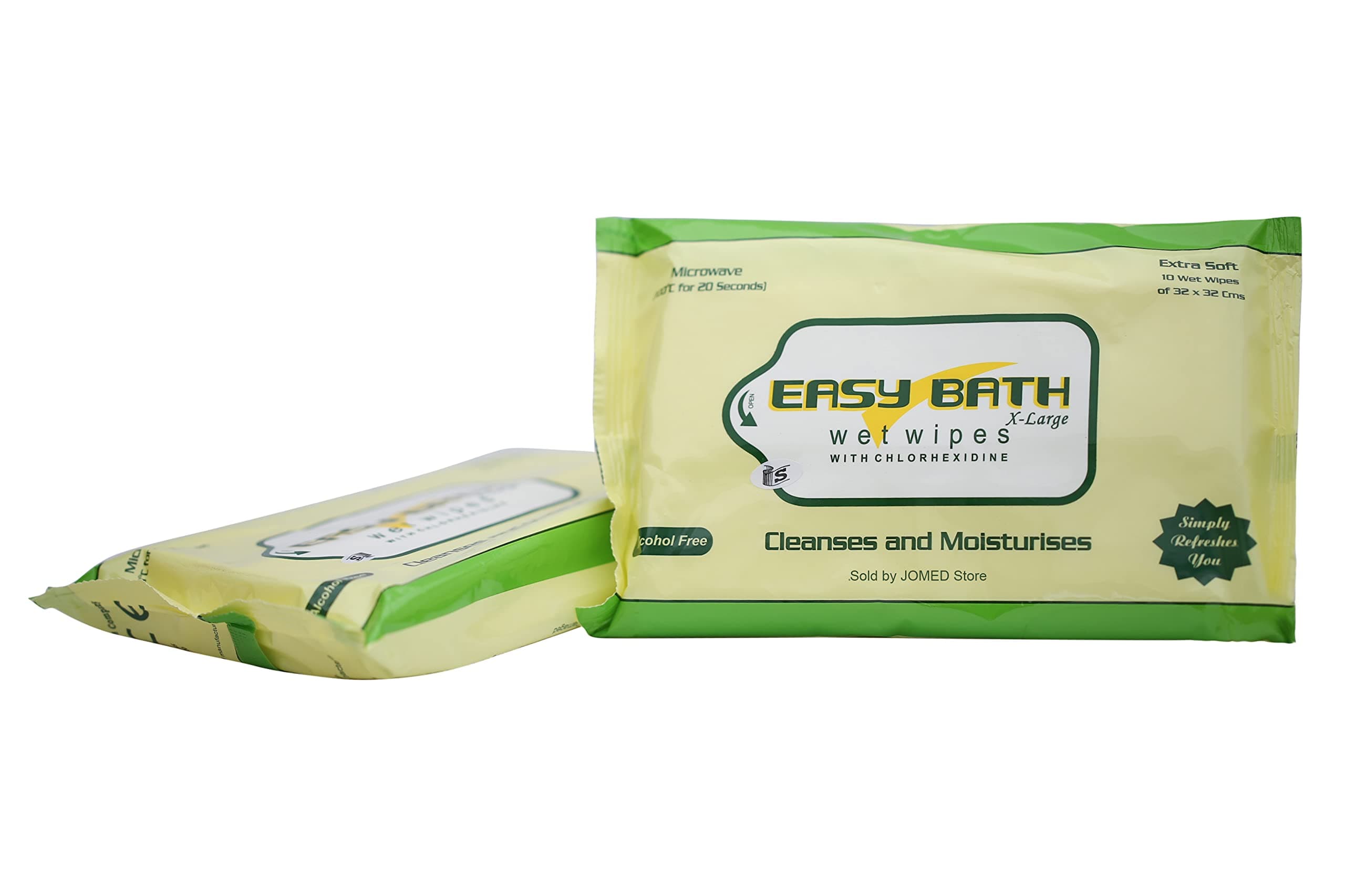 Easy Bath Wet Wipes | Soft Bed Bath Wipes | 10 XLarge Wipes/Pack (32 x 32 cm) - 5 PKT