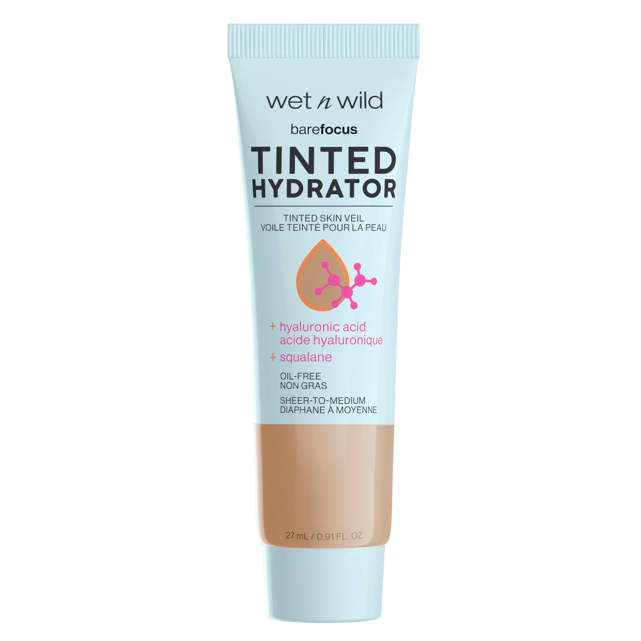 Wet n Wild Bare Focus Tinted Hydrator-Medium Tan Cream Moisturiser For Glowing Skin, Buildable Sheer-Coverage, Semi-Matte Finish, Hyaluronic Acid & Vegan Squalane Enriched Formula Cruelty Free-27 Ml