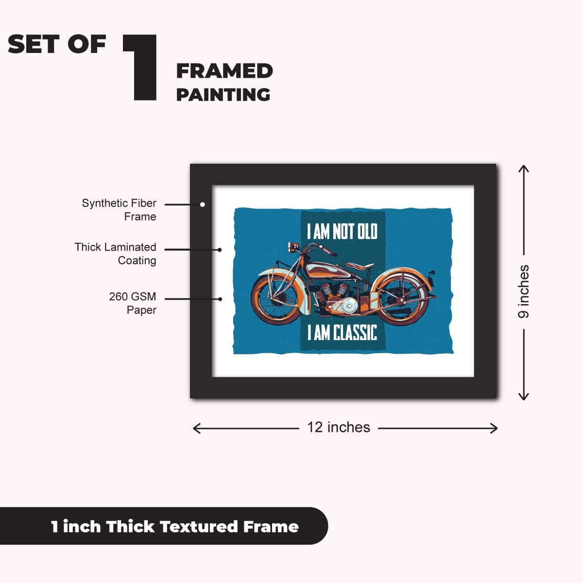 TenorArts Motorcycle Riding Poster Frame Bikers Bullet Rider Motivational Laminated Photo Framed Painting with Matt Finish Frames (9inches x 12inches)