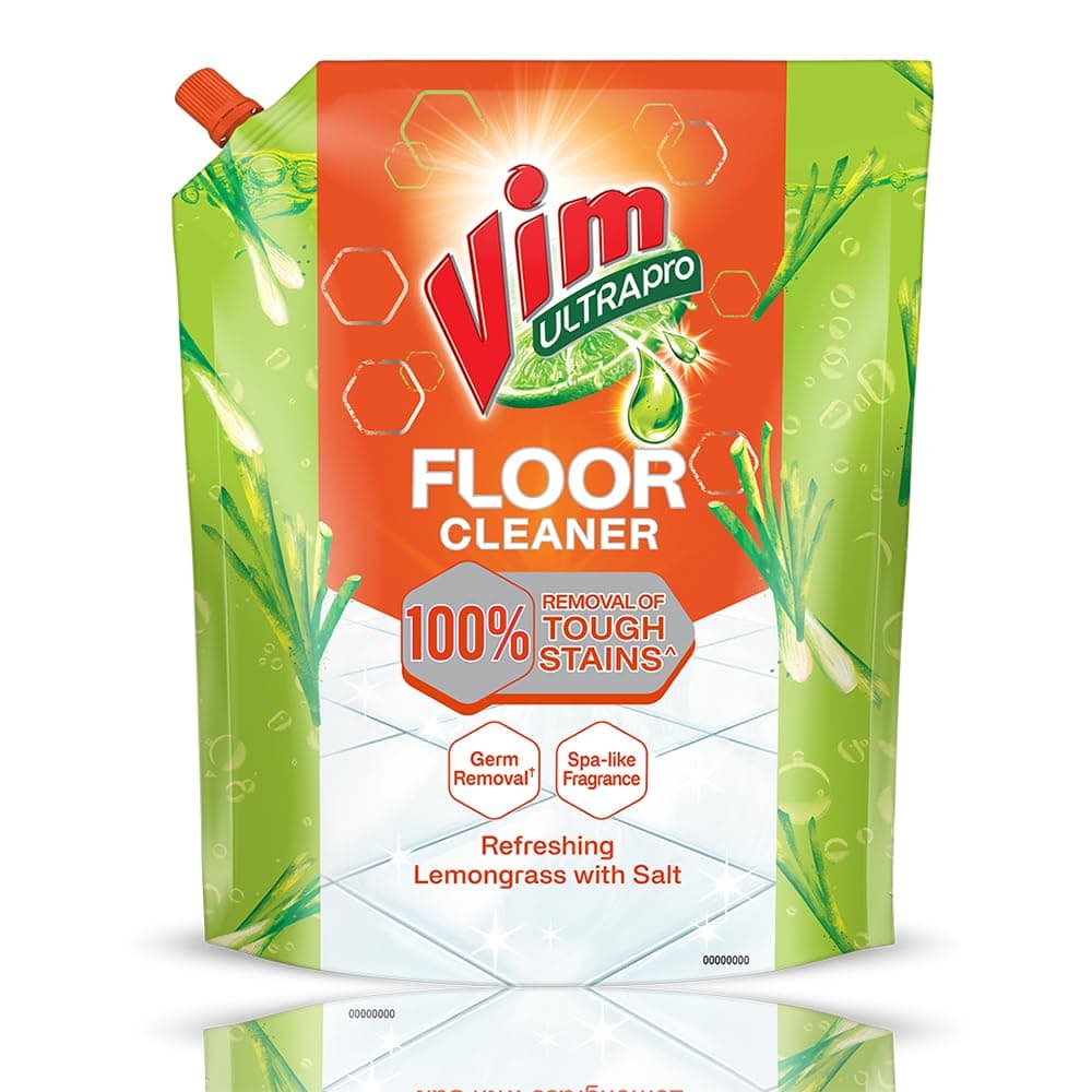 Vim Floor Cleaner: 1.8L |Refreshing Lemongrass with Salt|100% Removal of stains for complete clean floors & long lasting fragrance