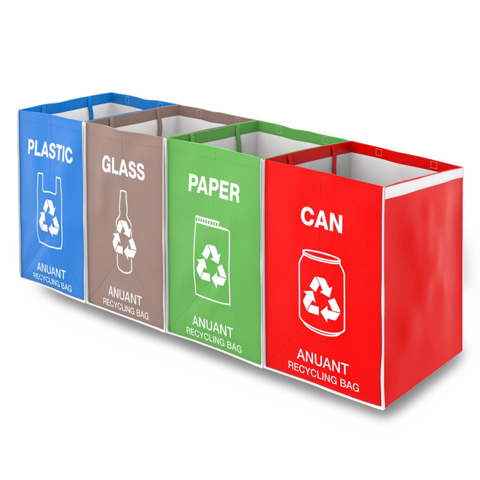 Separate Recycling Waste Bin Bags for Kitchen Office in Home - Recycle Garbage Trash Sorting Bins Organizer Waterproof Baskets Compartment Container Big Size 4 Bags Set