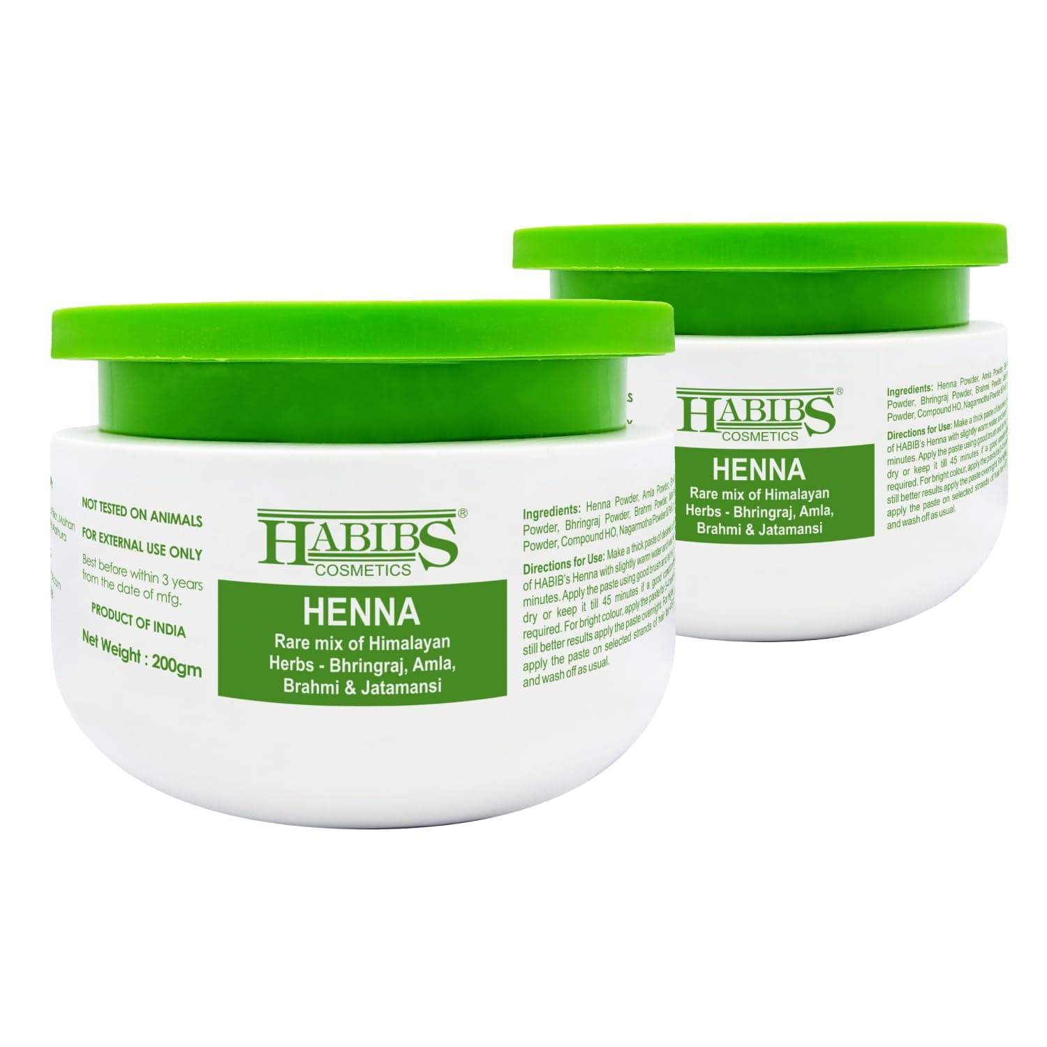 Habibs Orgamatics Habibs Natural Henna Mehndi Powder Enriched With Bhringraj, Amla, Brahmi,Jatamansi For Natural Hair Coloring 200Gm Pack Of 2