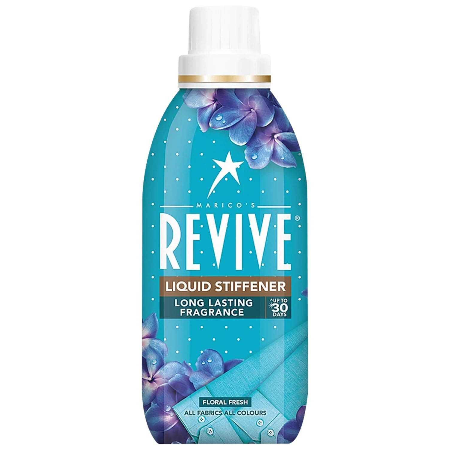 Revive Liquid Stiffener with Floral Fresh fragrance. Long lasting fragrance that lasts upto 30 days, 195g