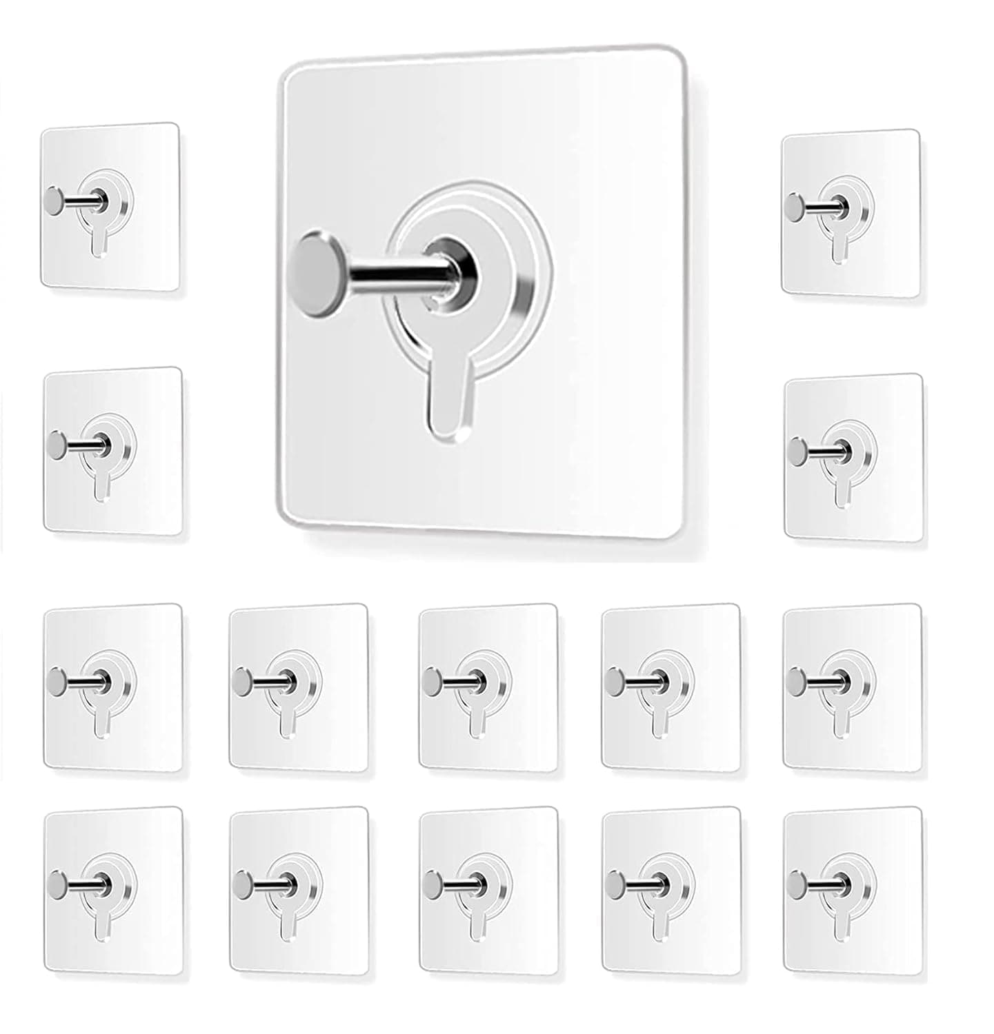 ZEYFLEEB Self Adhesive Pack of 12 Pcs Plastic Wall Hooks Heavy Duty Hooks for Hanging 10KG (Max) Magic Stickers Hooks Seamless Transparent Adhesive Hook