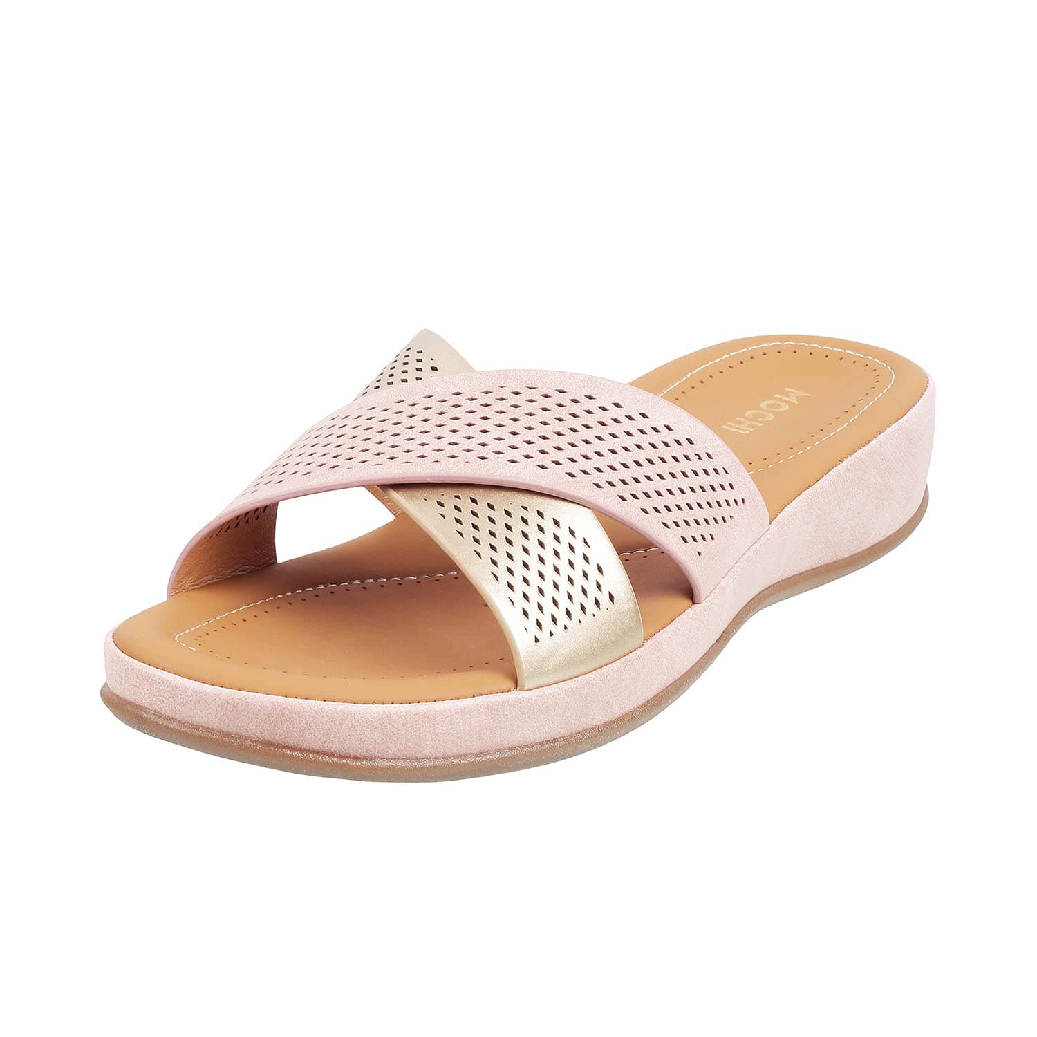 Mochi Women Peach Synthetic Sandals 6-UK (39 EU) (44-3882)