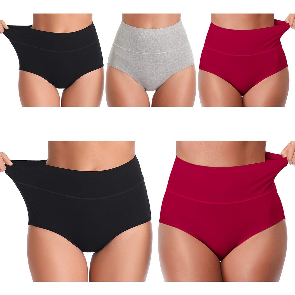 UMMISS Womens Underwear,Cotton High Waist Underwear for Women Full Coverage Soft Comfortable Briefs Panty Multipack, Multi-f6-5 Pack, XX-Large