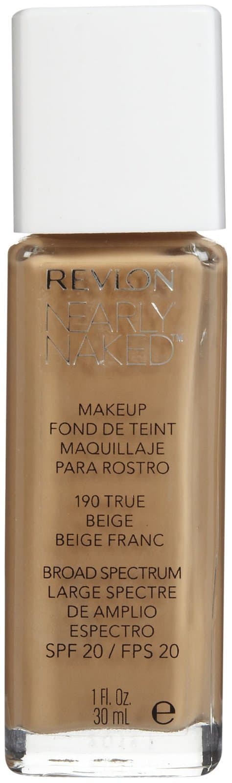 REVLON Nearly Naked Matte Liquid Lightweight Formula Makeup Broad Spectrum SPF 20, #190 True Beige, 1 Fluid Ounce, All Skin
