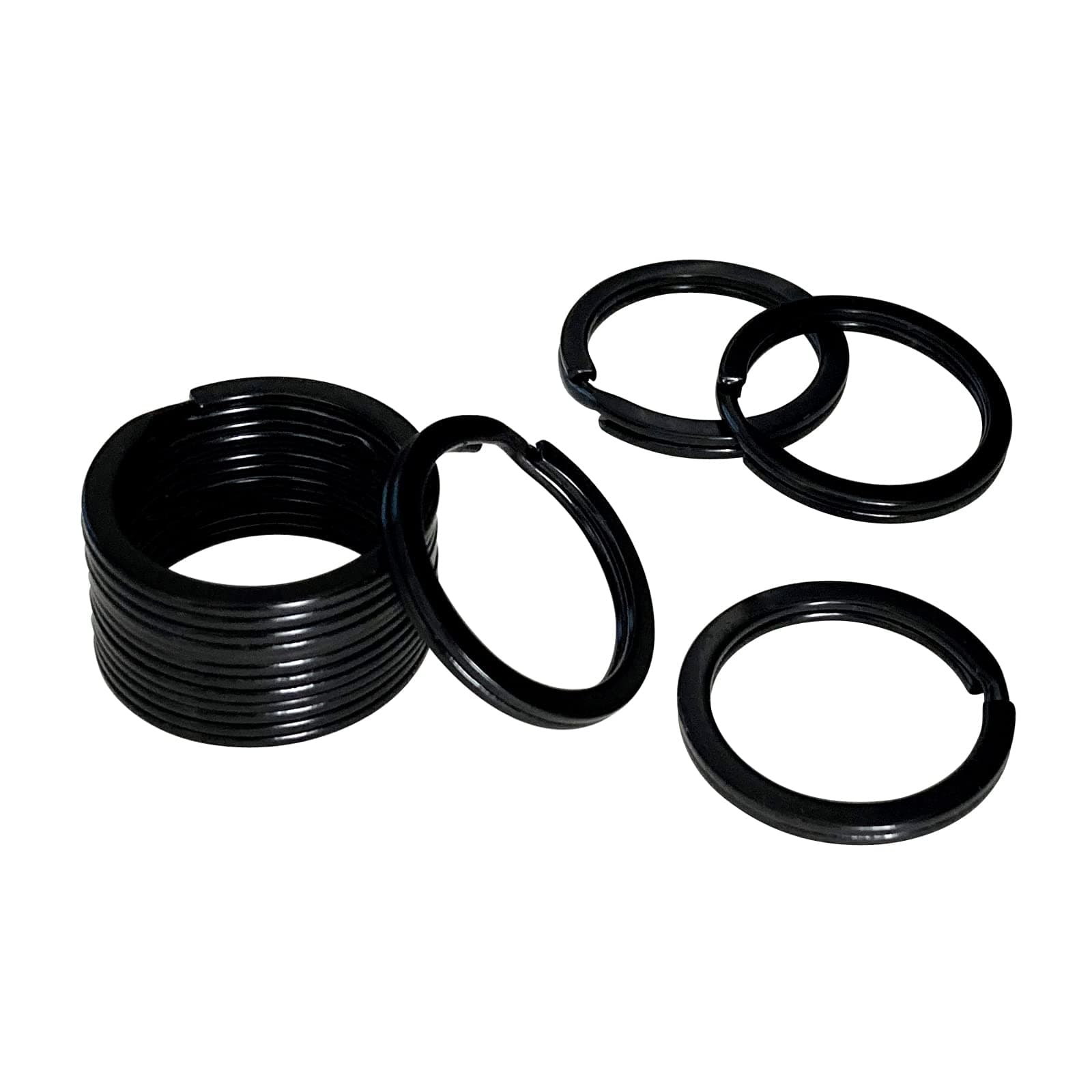 Flat Key Rings 10 Pieces 1 inches Flat Key Rings Metal Keychain Rings Split Keyrings Flat O Ring for Home Car Office Keys Attachment(Black)