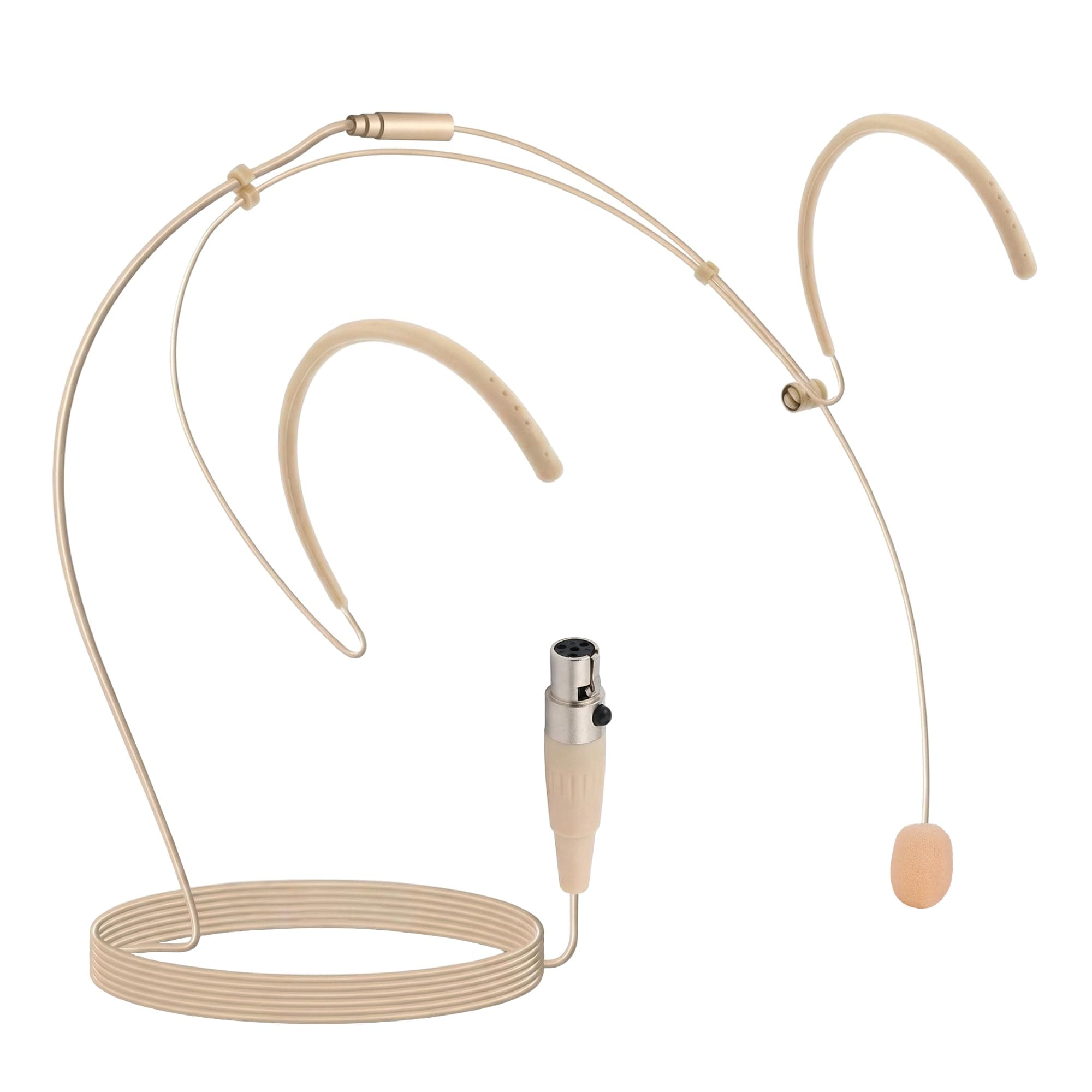 Pyle Pro PMHMS20 Wired Headphones Over_Ear Headset Boom Mini XLR Omni-Directional Microphone, Beige