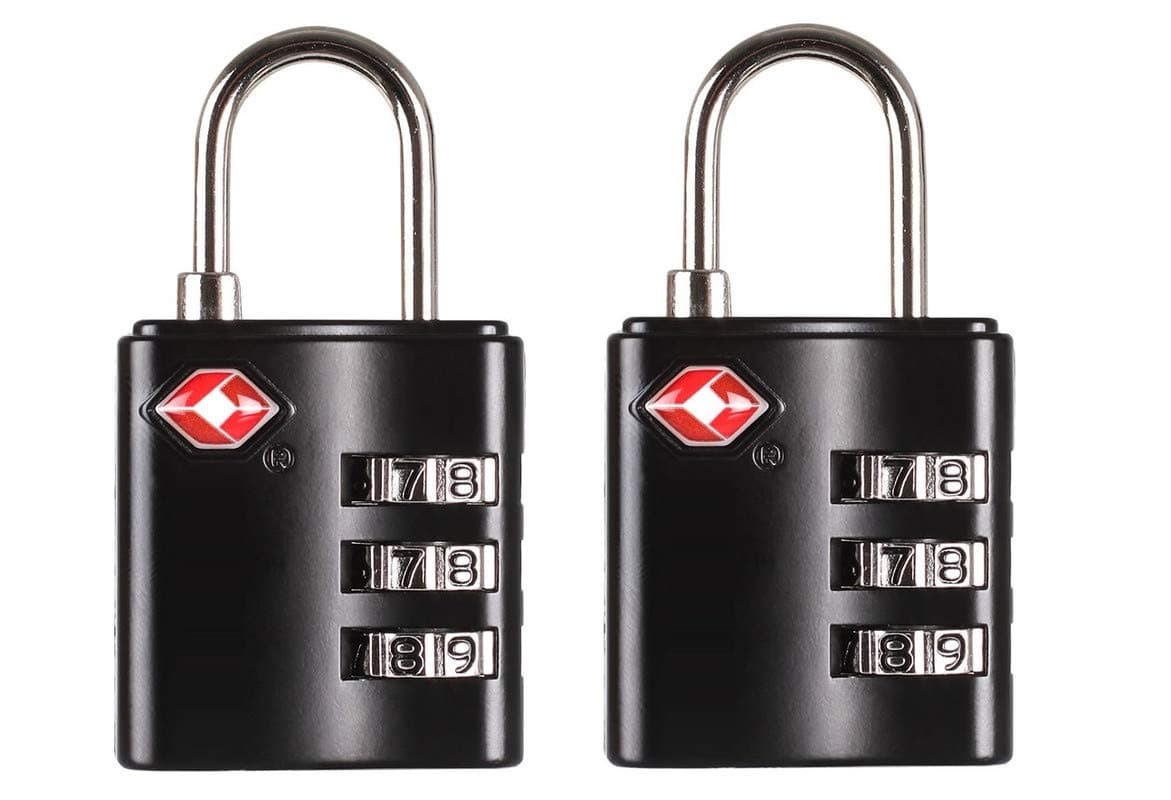 Inditradition Steel Tsa Accepted 3-Digit Combination Luggage Polished Lock For Suitcase&Baggage(Black)-Pack Of 2