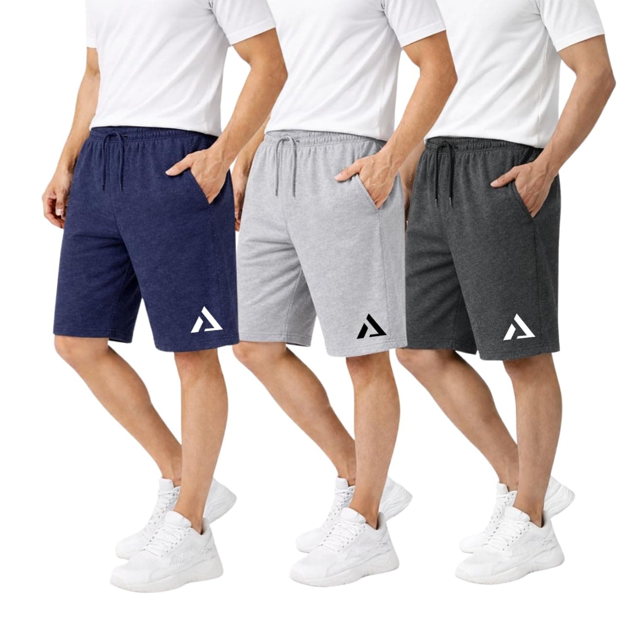 KART BLACK Men's Regular Fit Shorts with Pocket|Casual Knit Shorts|Printed Shorts|Over Sized Shorts|(S,M,L,XL,XXL,3XL,4XL,5XL) Combo Pack of 3