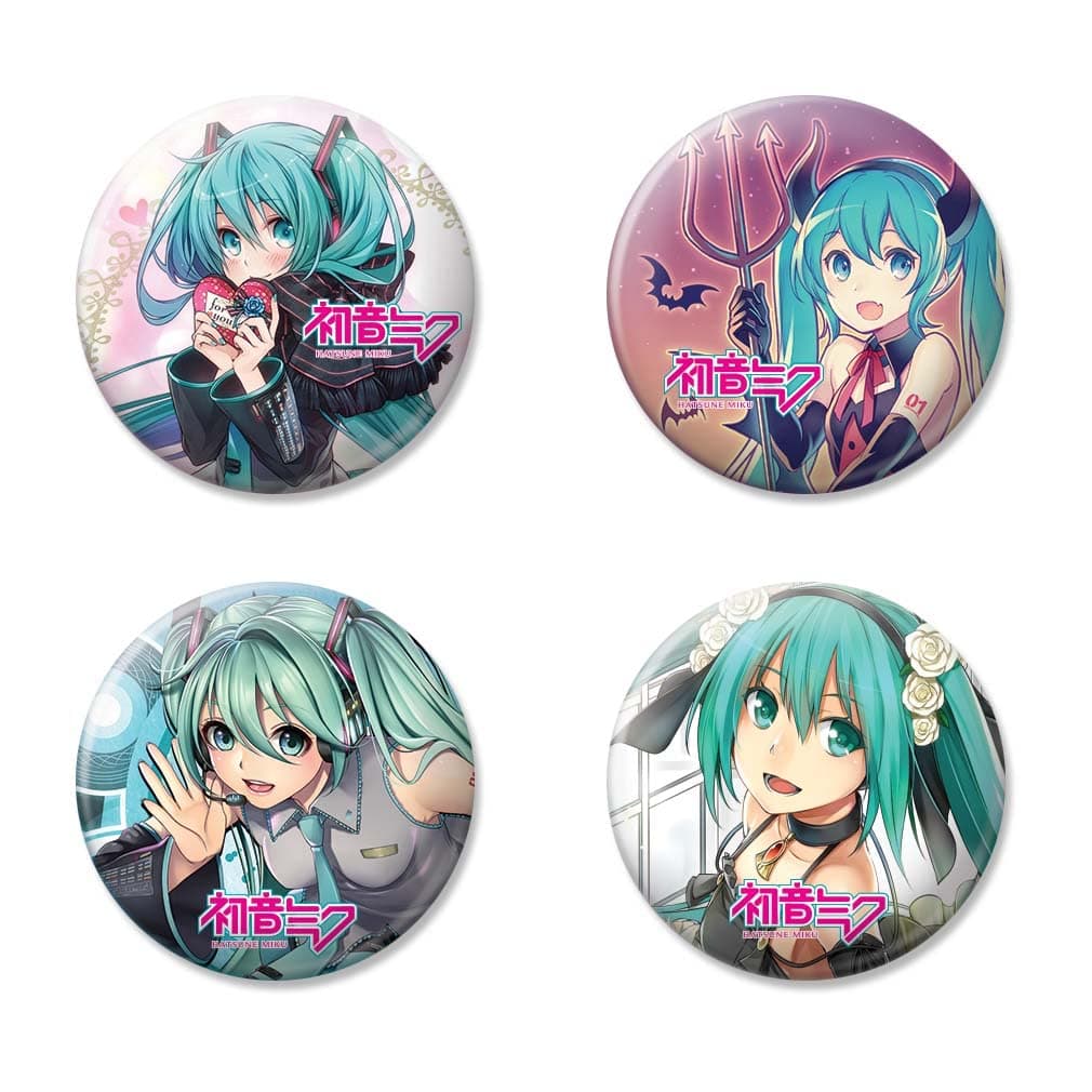 Ata-Boy Hatsune Miku 4 Button Set, Officially Licensed Collectible Buttons, Metal, no gemstone
