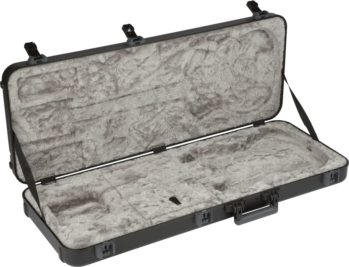 Fender Deluxe Molded Guitar Case for Stratocaster and Telecaster Electric Guitars, TSA Lock, Black, Model 0996102306