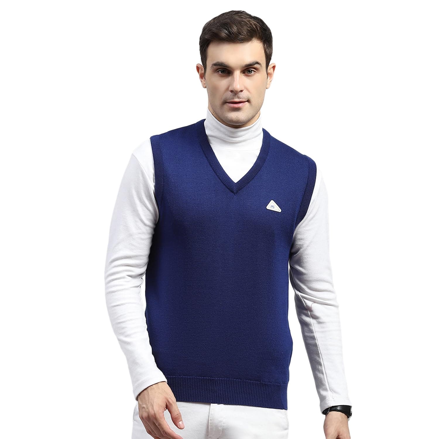 Monte Carlo Men Regular Fit Sleeveless Solid V Neck Winter Sweater (Pack of 1)