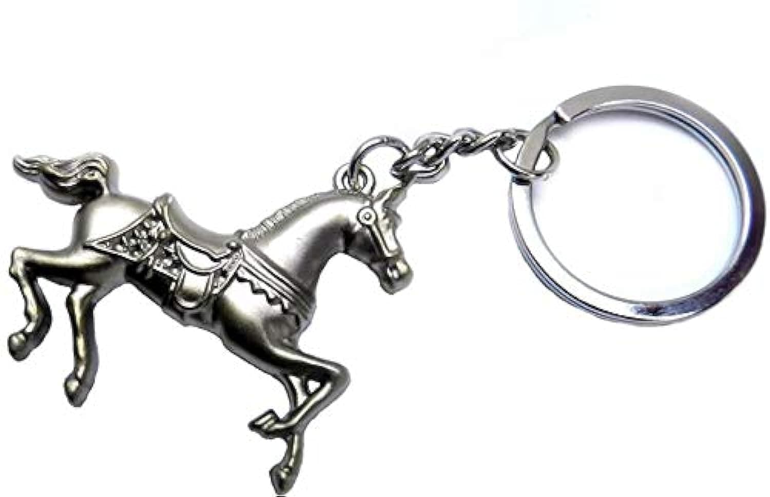 Techpro 3D Horse Steel Keychain Metal For Gifting With Key Ring, Silver
