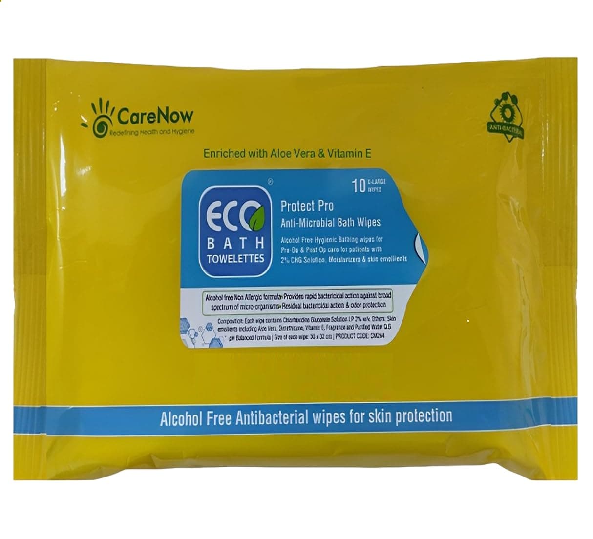 ECO Bath Alcohol free Hygienic and Antiseptic Large Bathing Wipes in a Ziplock Pack.