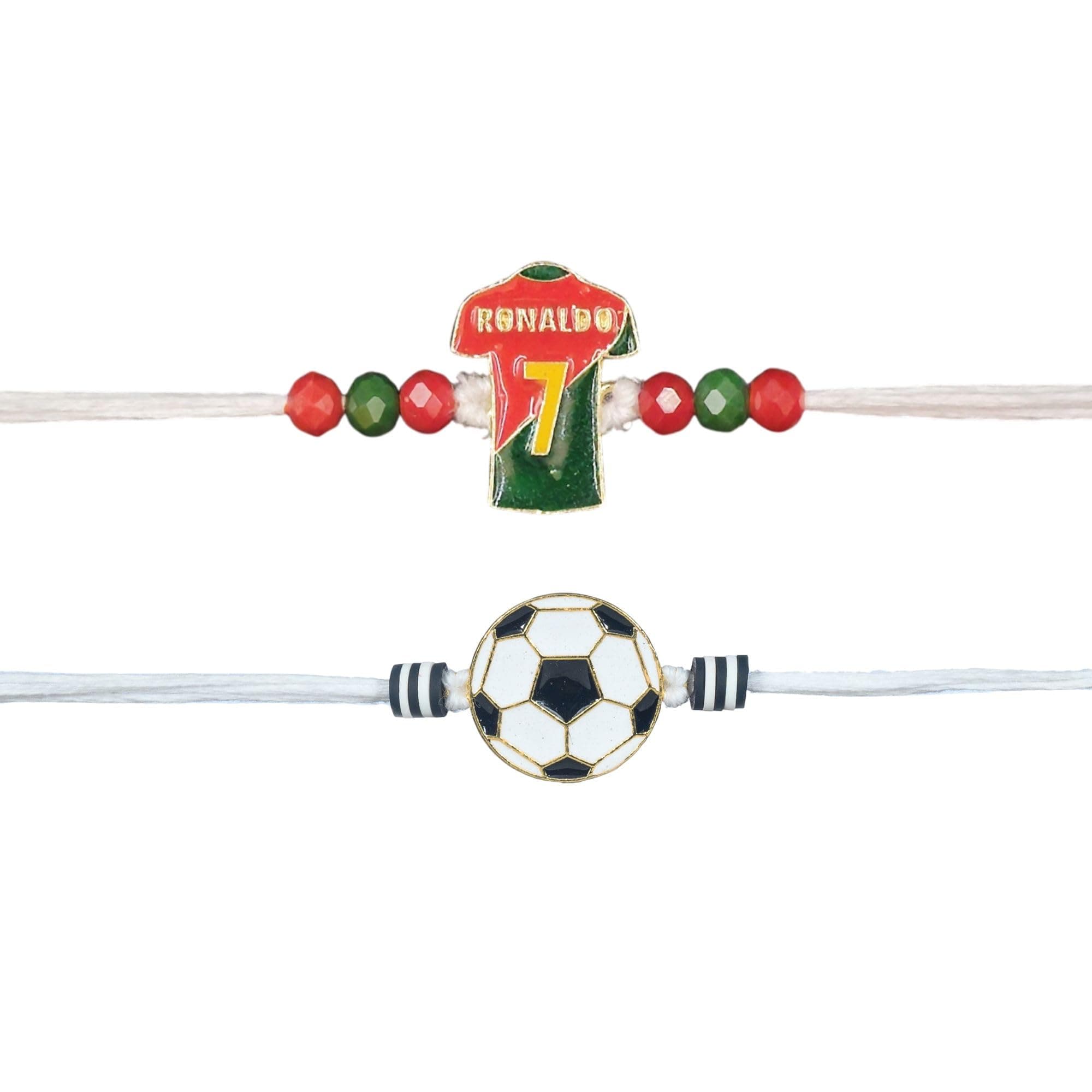 Kizzi Rakhis for Kids and Boys – Ronaldo Football Jersey No.7 & Football Rakhi Combo for Brother | Sports Rakhi