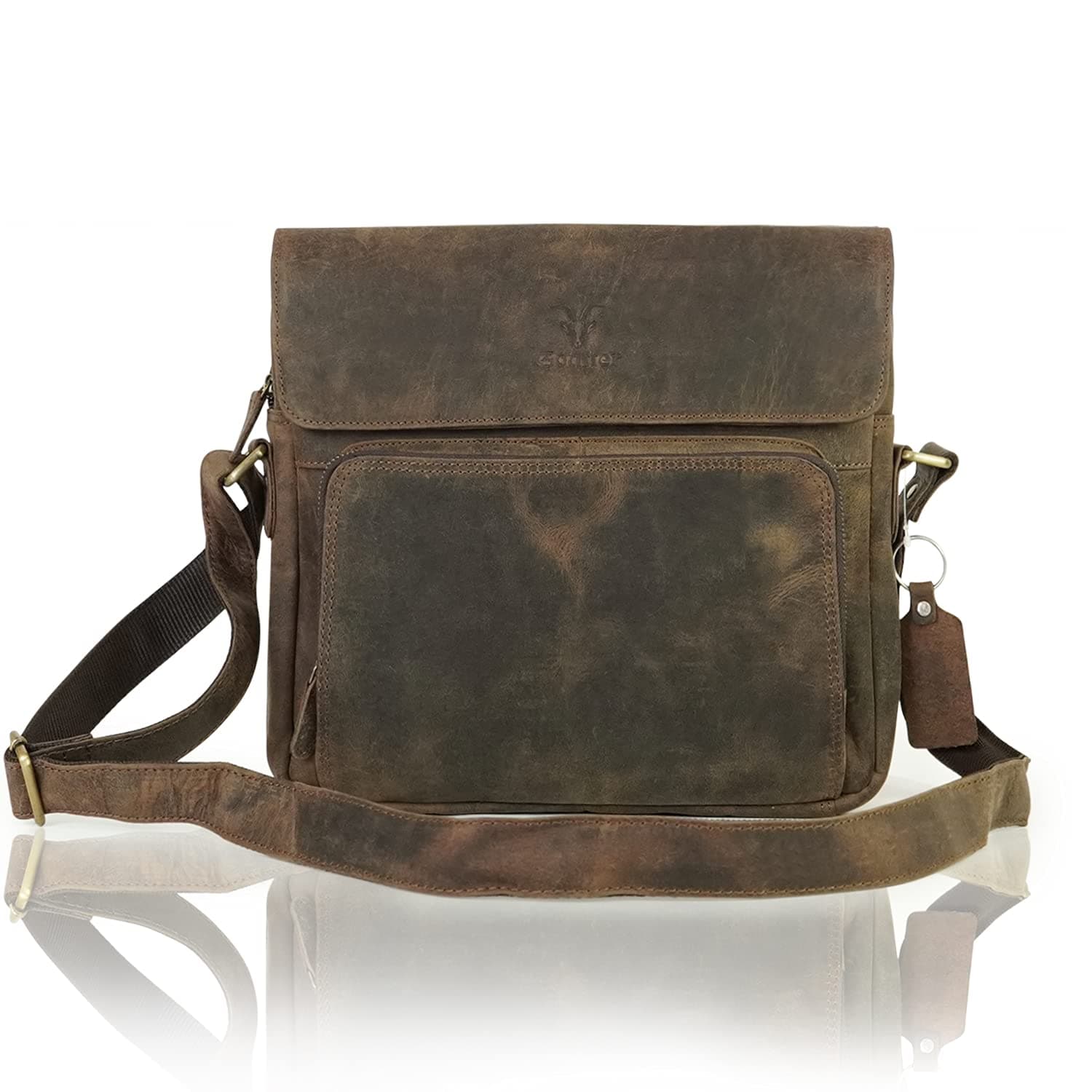 Goatter Mens Hunter Leather 12”Inch Messenger Bags,