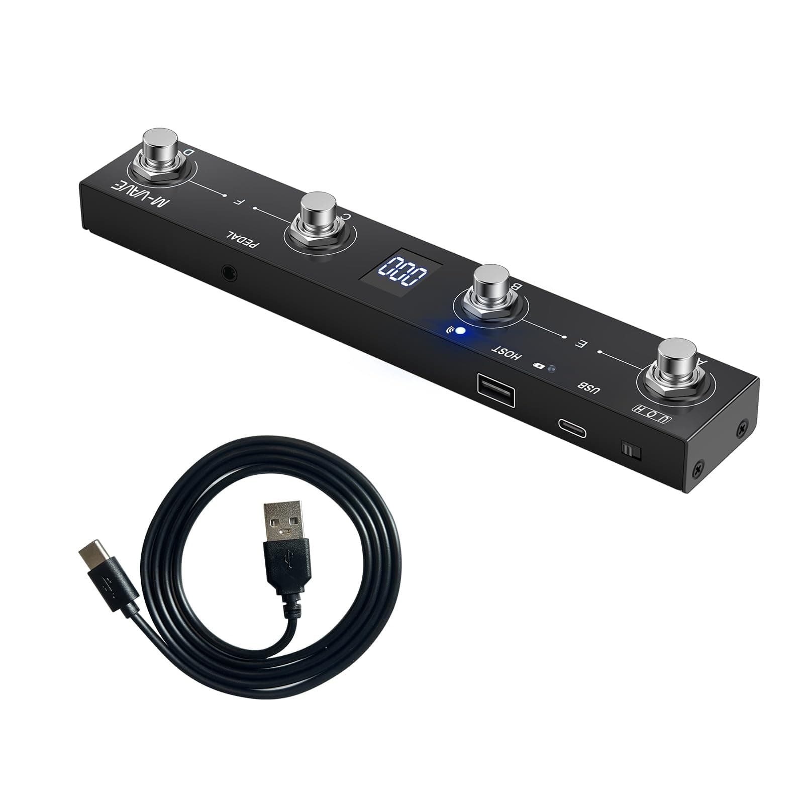 M-VAVE Chocolate Plus Wireless Page Turner Pedal MIDI Foot Controller 4 Buttons BT Rechargeable External Pedal for Loop Pedal Tuner Switching Control