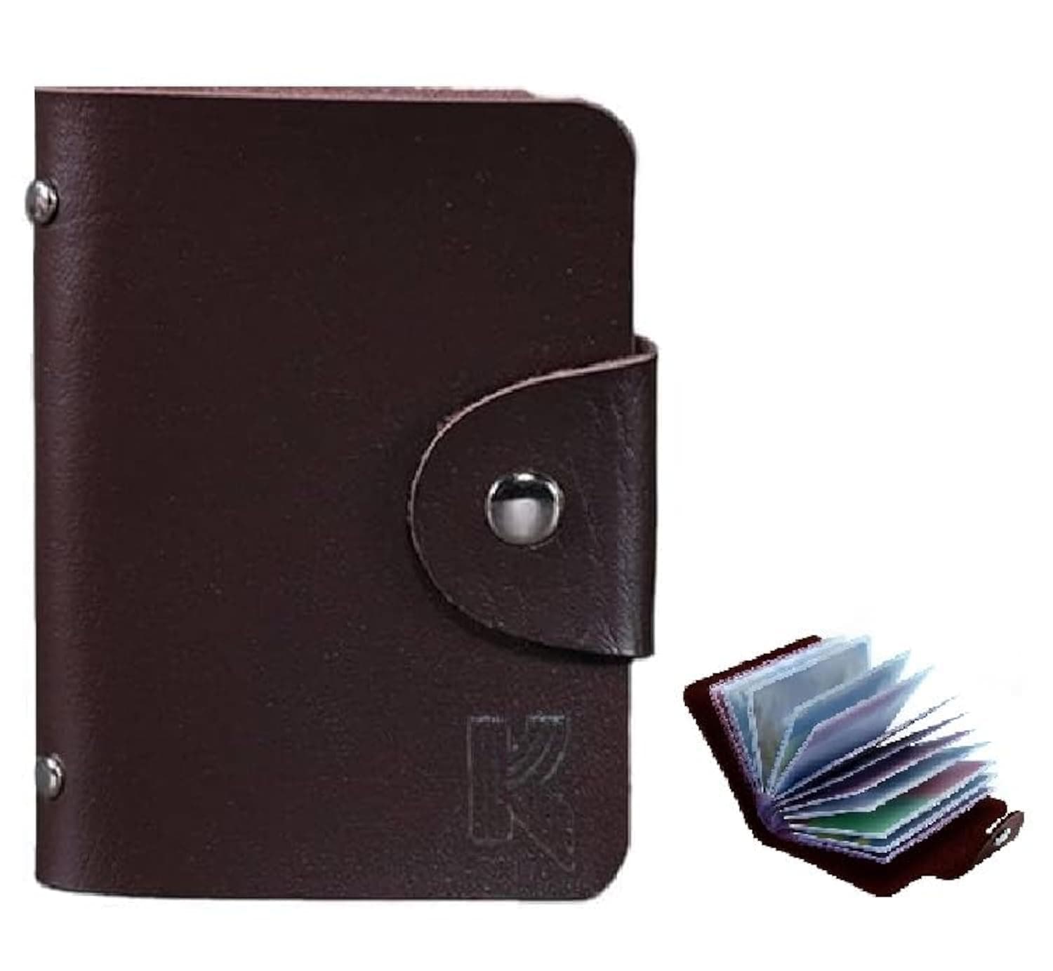 Kraptick 20 Slots Cardholder with Double-Sided Slots, Wallet for Cards, ATM, Debit, Credit Cards Holder, Unisex Wallet with Leather Design (Brown)