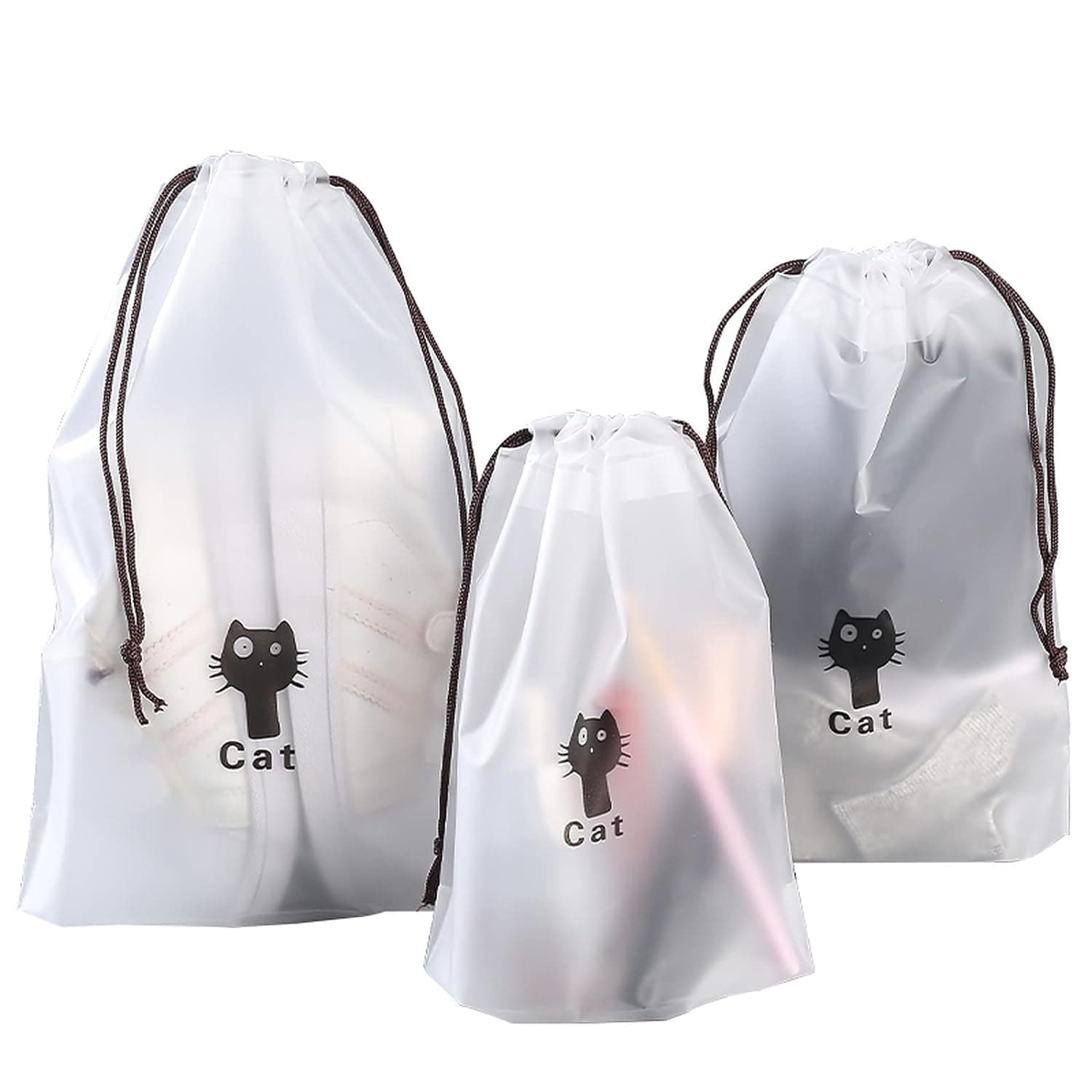 Zollyss Shoe Bag Cover for Shoe Storage & Travelling Drawstring Bags Waterproof, White (Pack of 10)